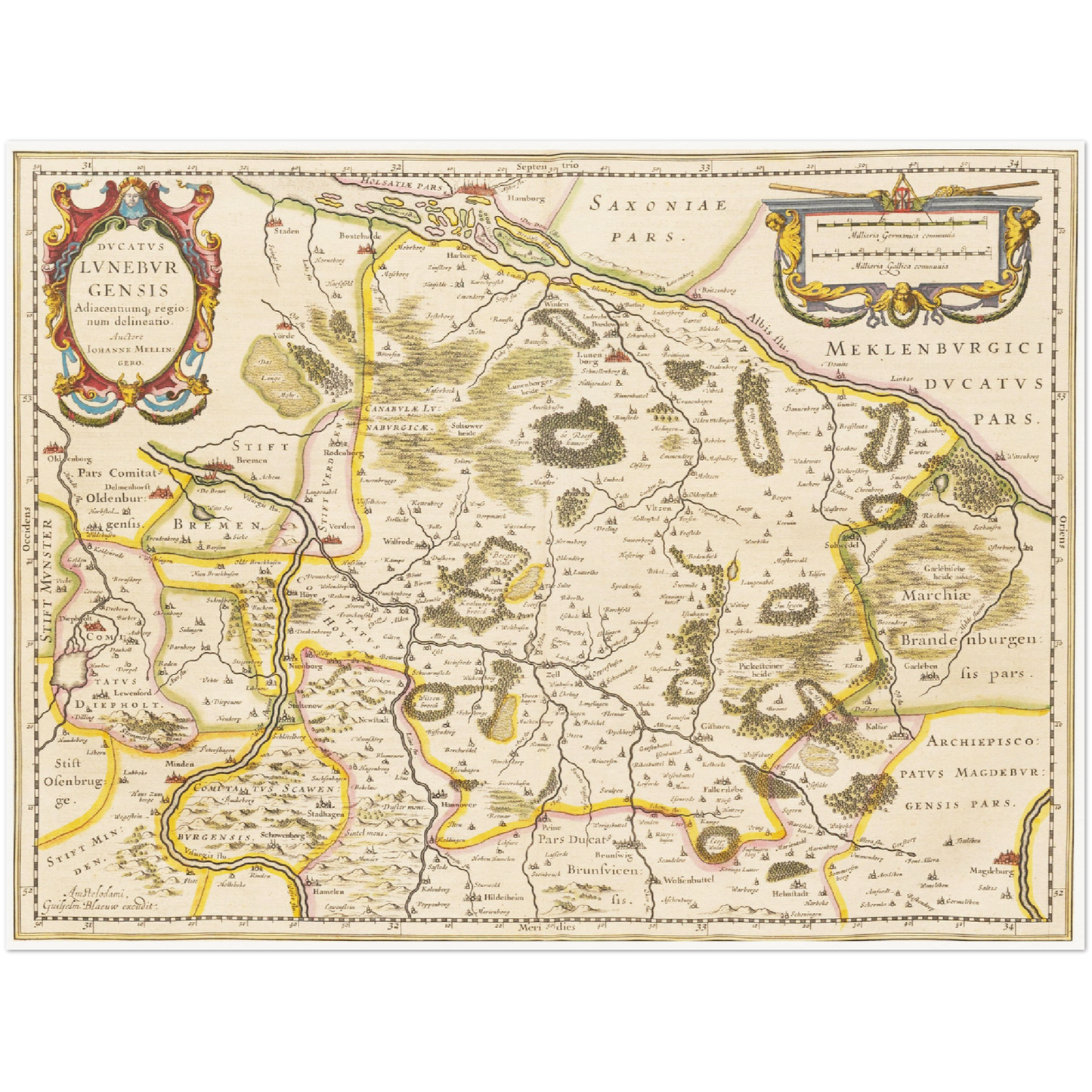 Historische Landkarte Lüneburg um 1635