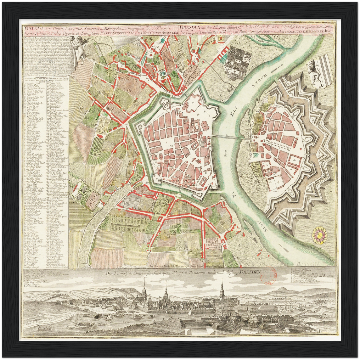 Historischer Stadtplan Dresden um 1750