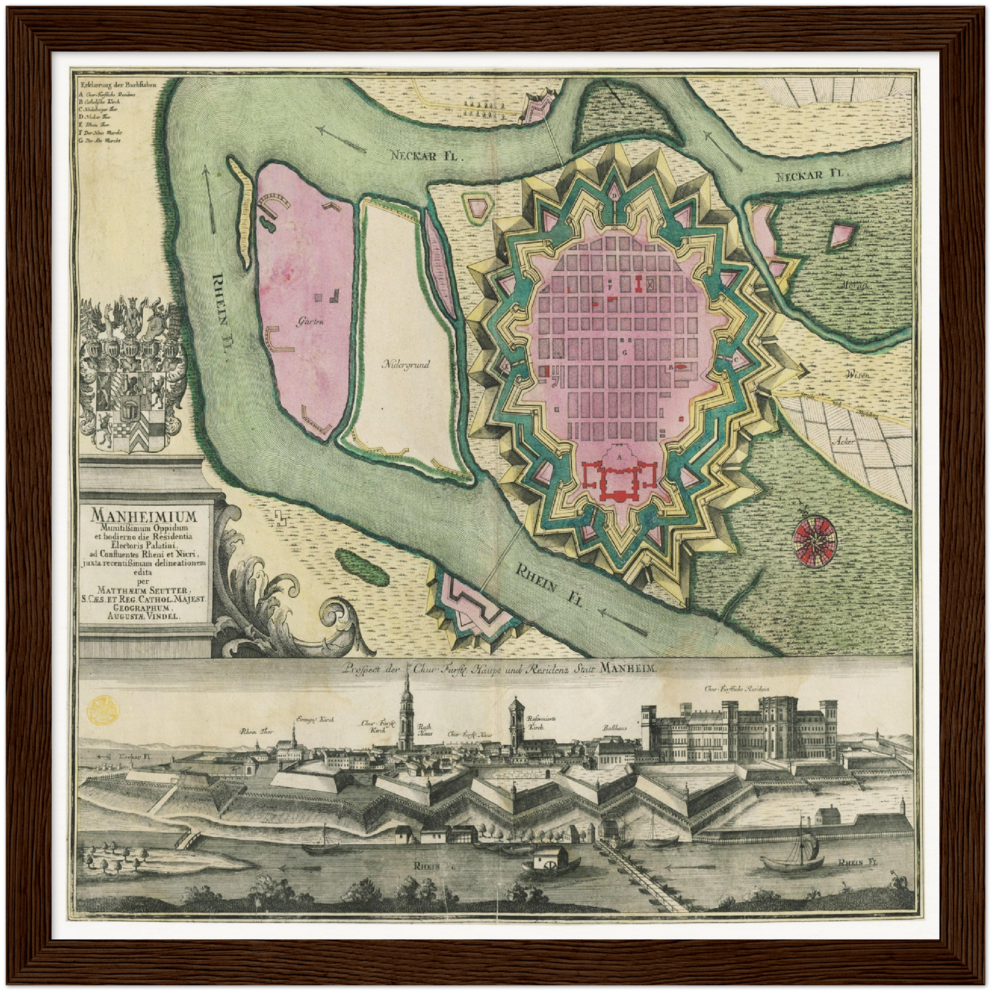 Historischer Stadtplan Mannheim um 1730