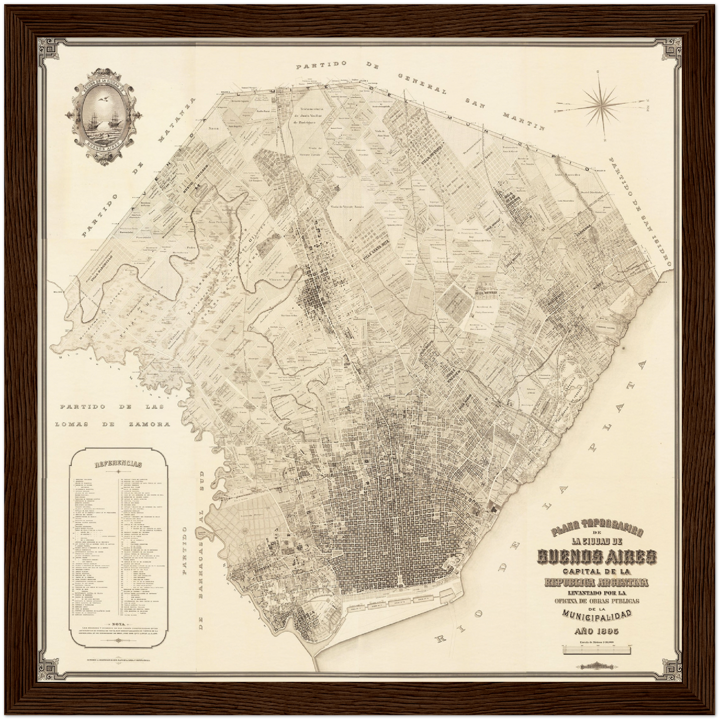 Historischer Stadtplan Buenos Aires um 1895