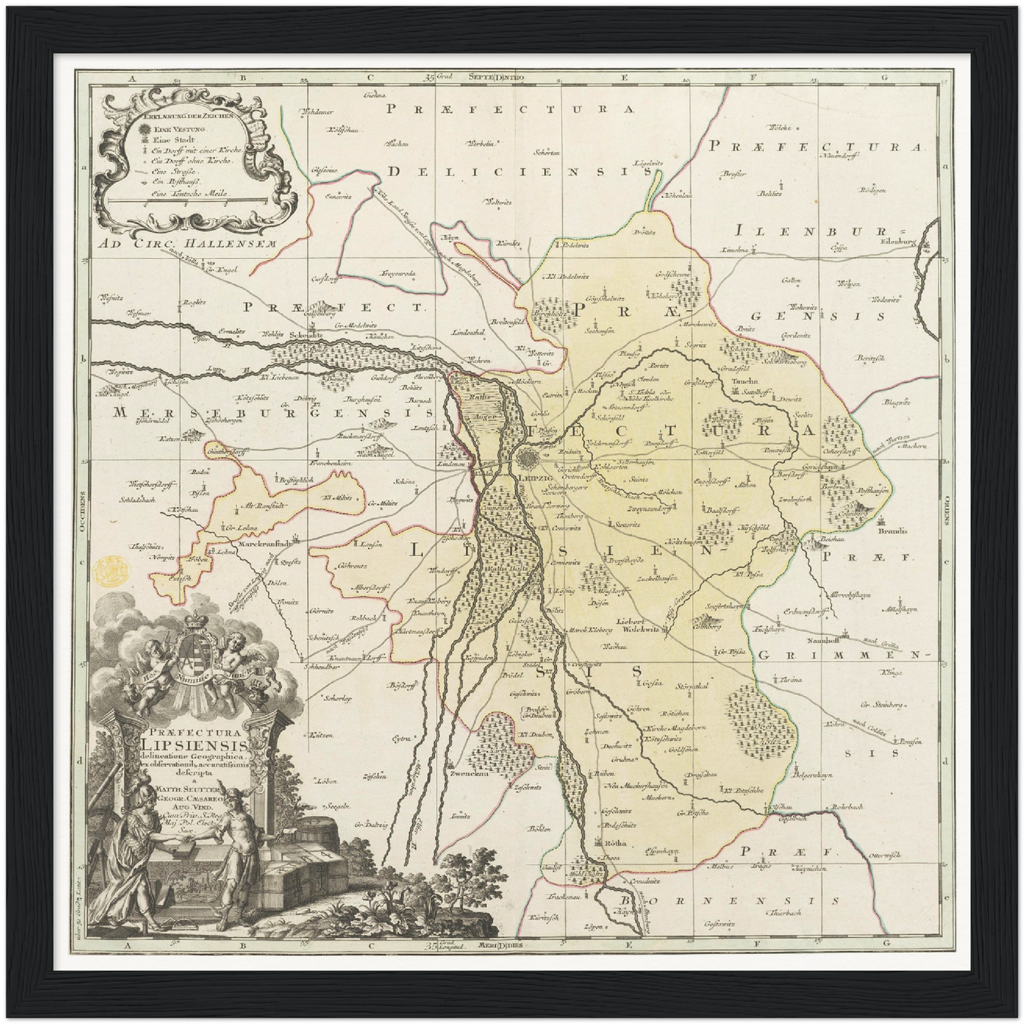 Historische Landkarte Leipzig um 1750
