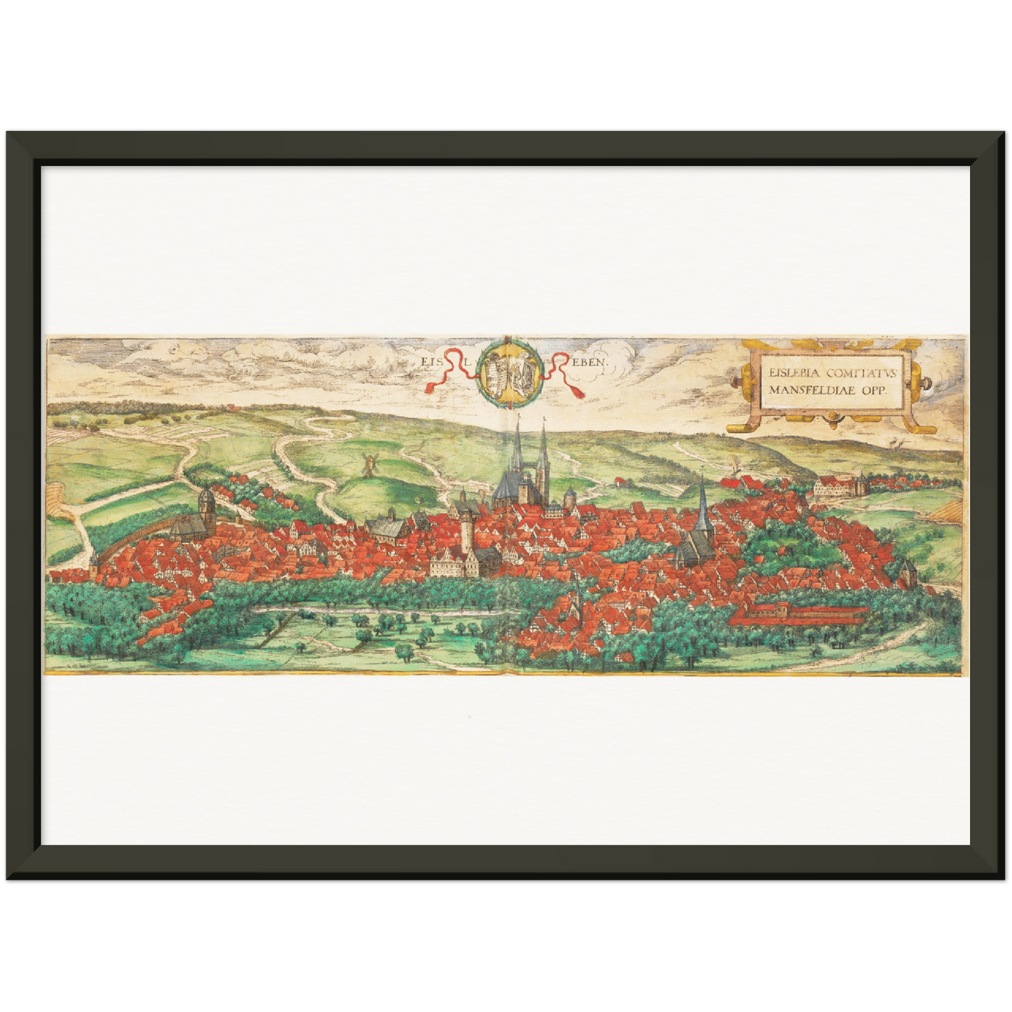 Historische Stadtansicht Eisleben um 1592