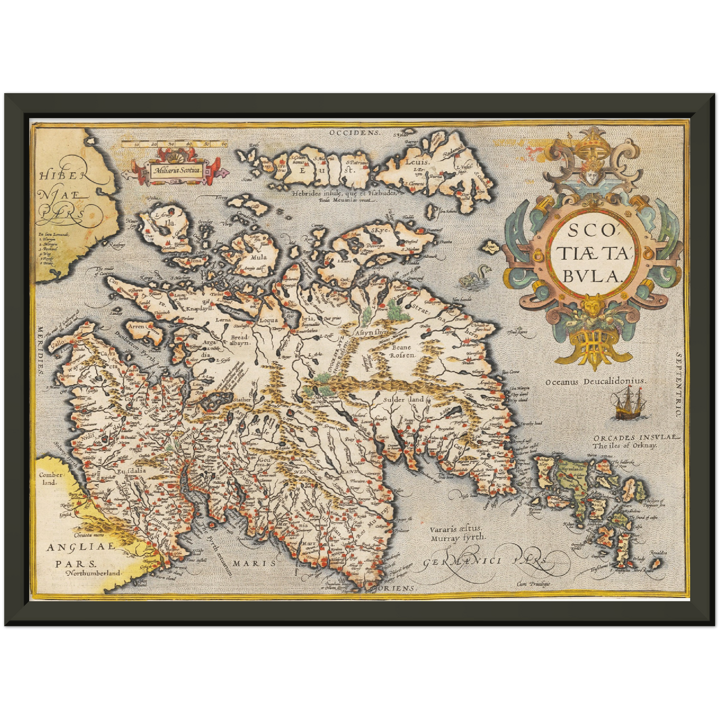 Historische Landkarte Schottland um 1609