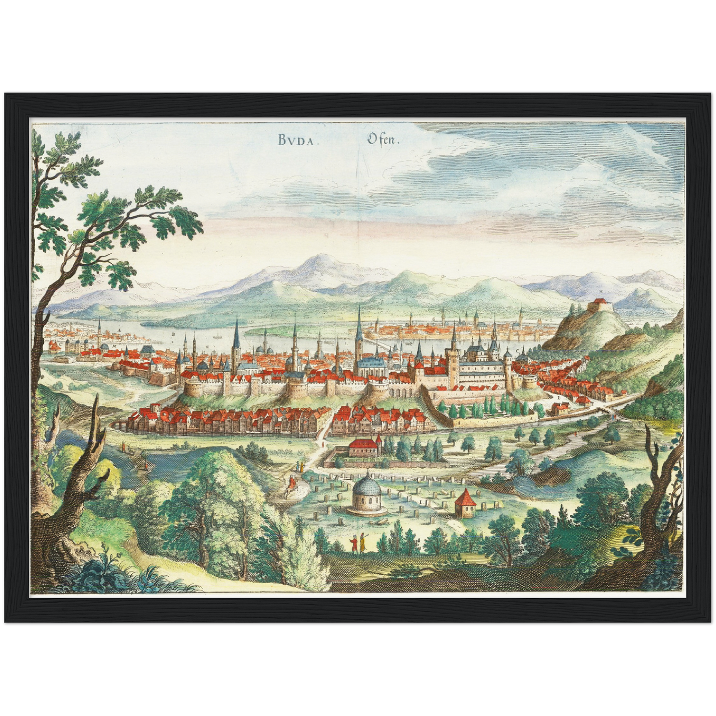 Historische Stadtansicht Budapest um 1636