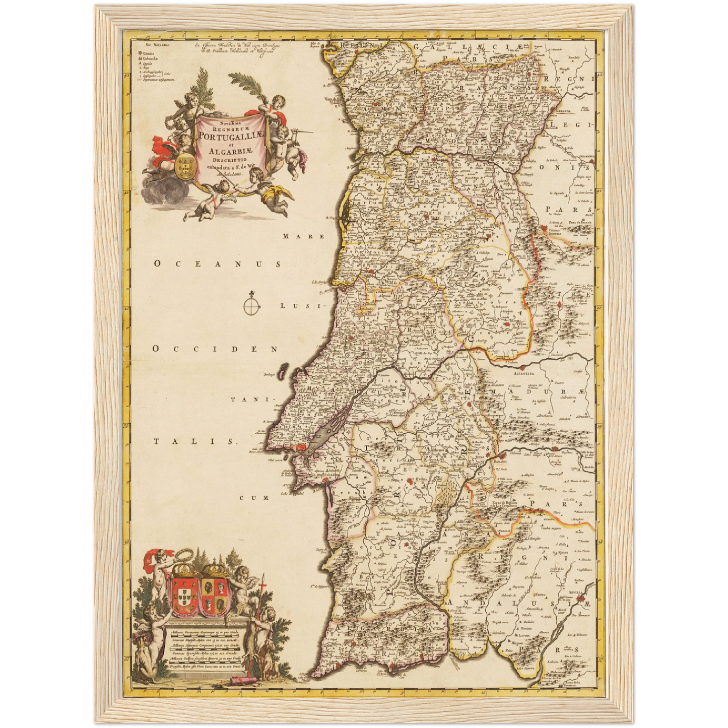 Historische Landkarte Portugal um 1698