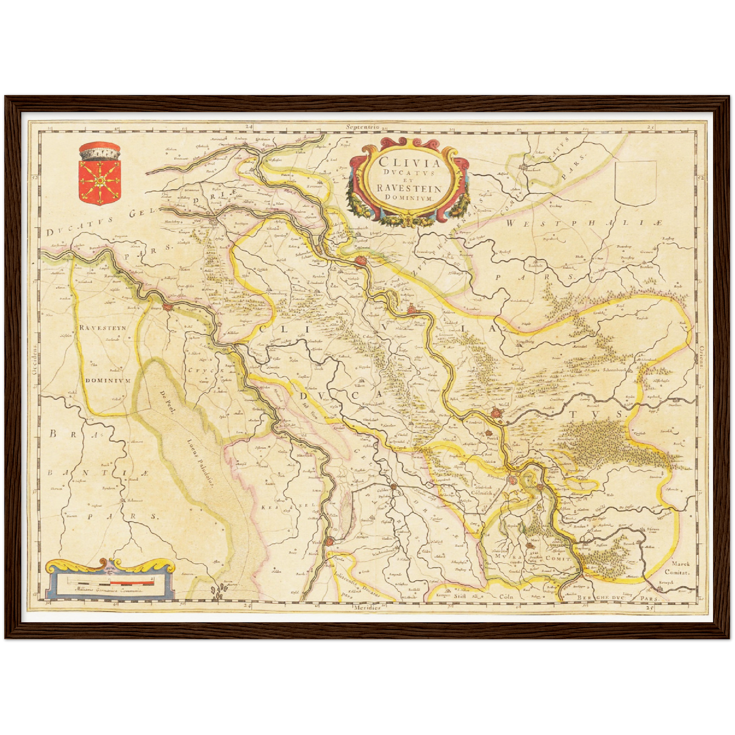 Historische Landkarte Niederrhein um 1635
