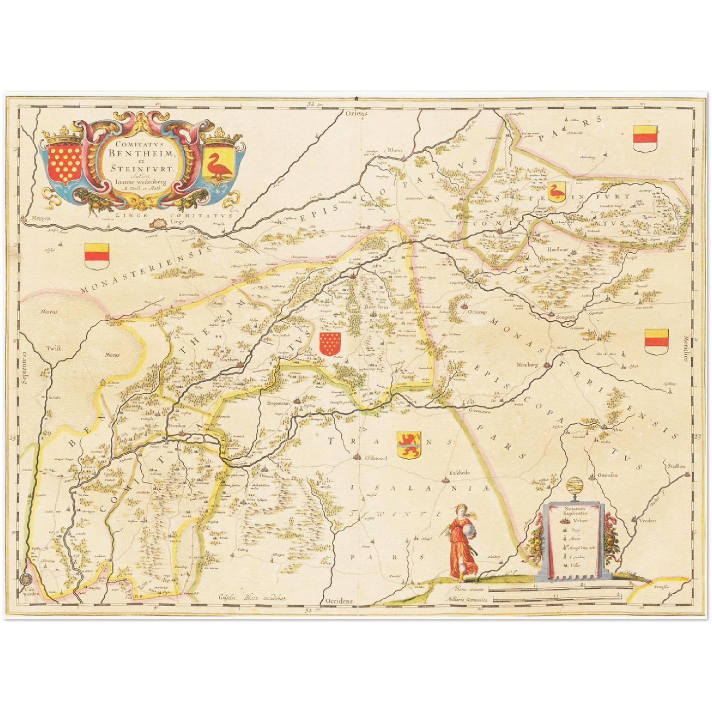Historische Landkarte Grafschaft Bentheim um 1635