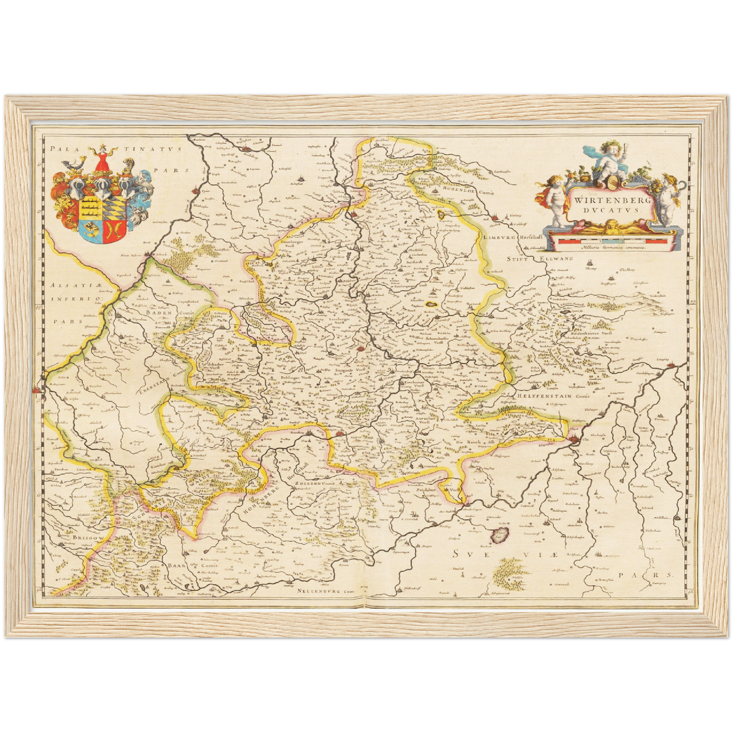 Historische Landkarte Württemberg um 1635