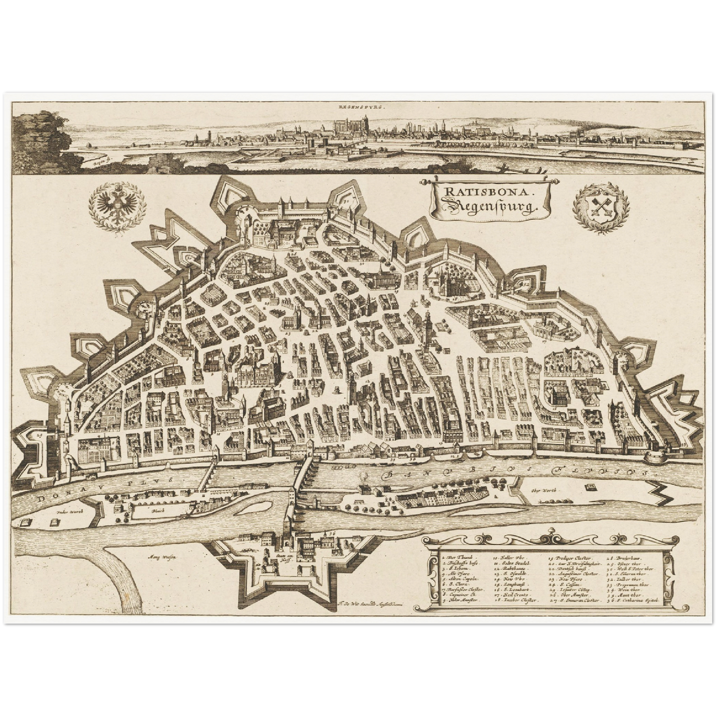 Historische Stadtansicht Regensburg um 1700