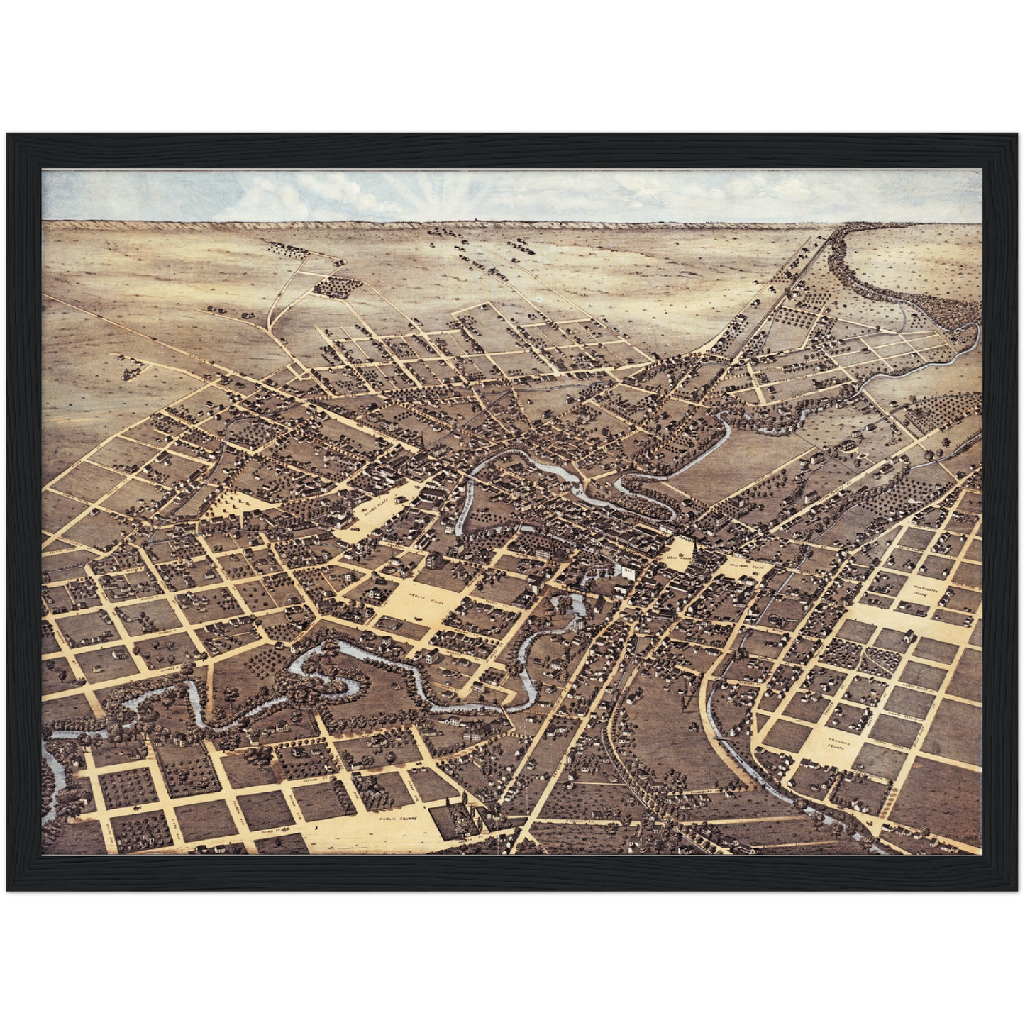 Historische Stadtansicht San Antonio um 1873