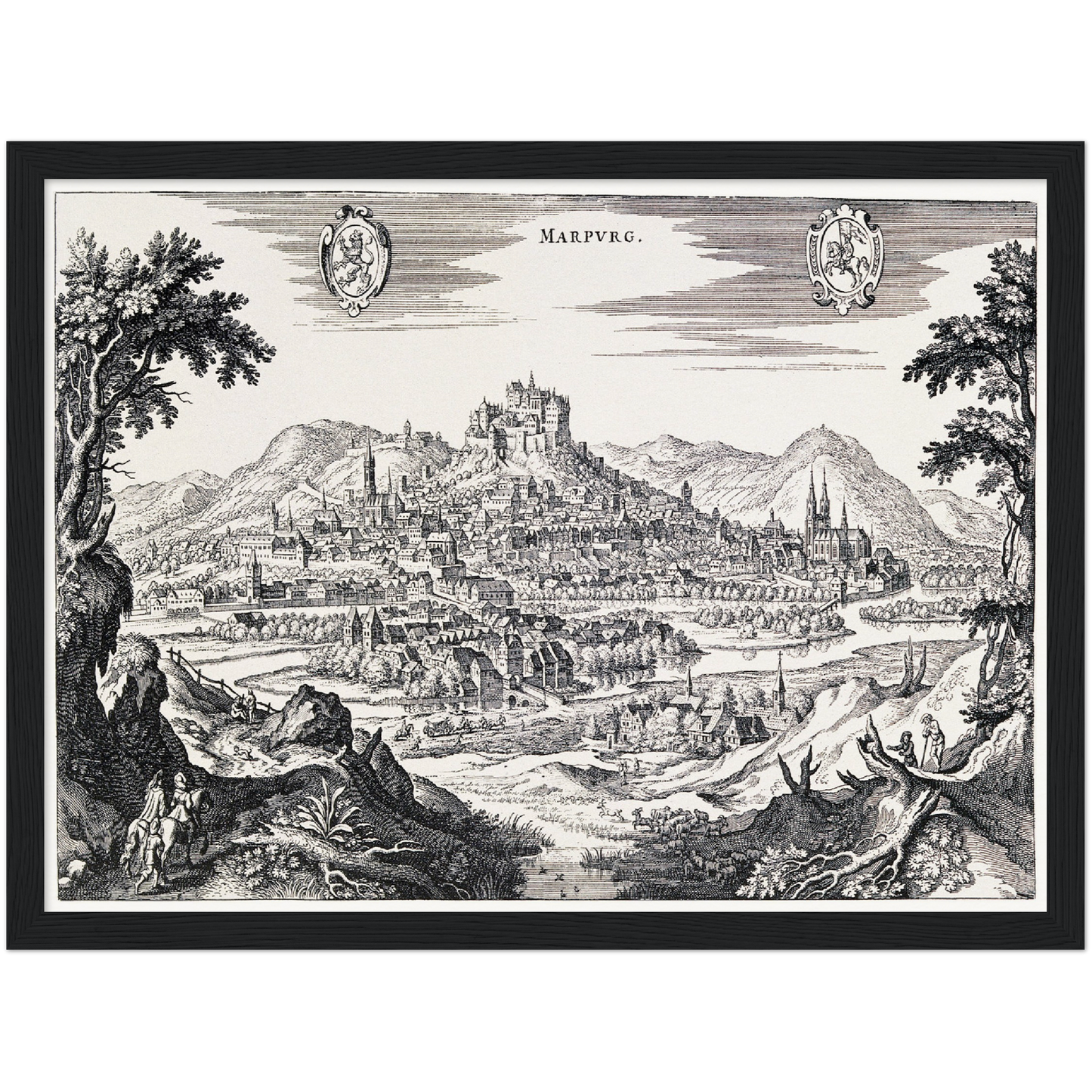 Historische Stadtansicht Marburg um 1646