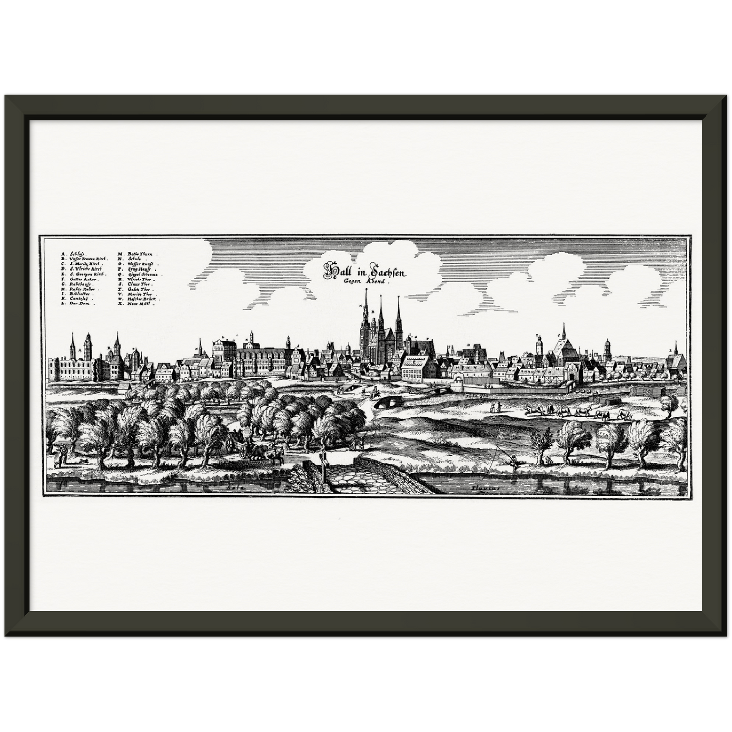 Historische Stadtansicht Halle (Saale) um 1653