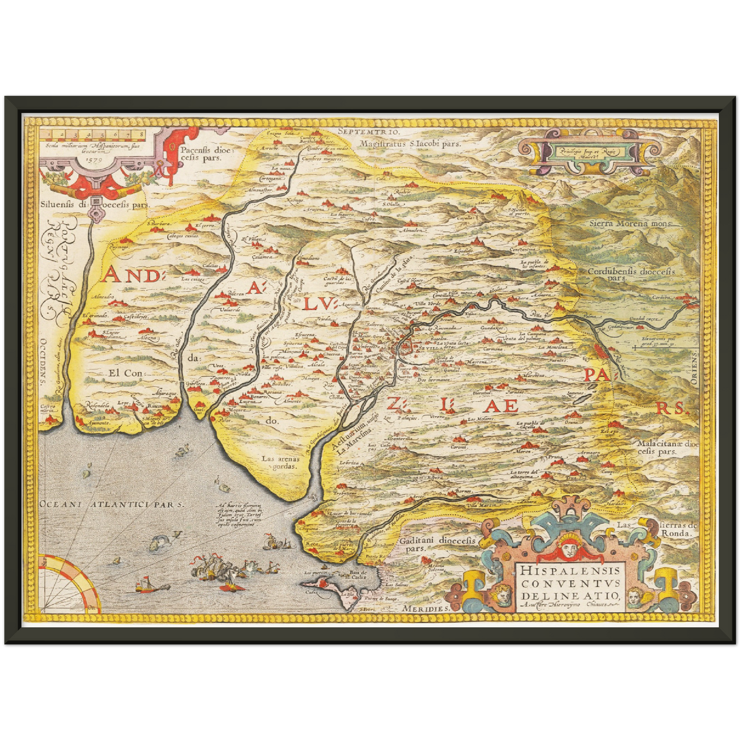 Historische Landkarte Andalusien um 1609