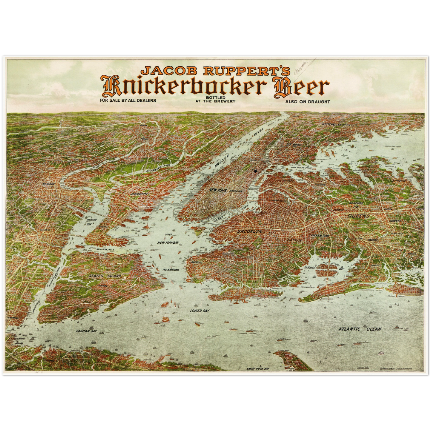 Historische Stadtansicht Greater New York City um 1912
