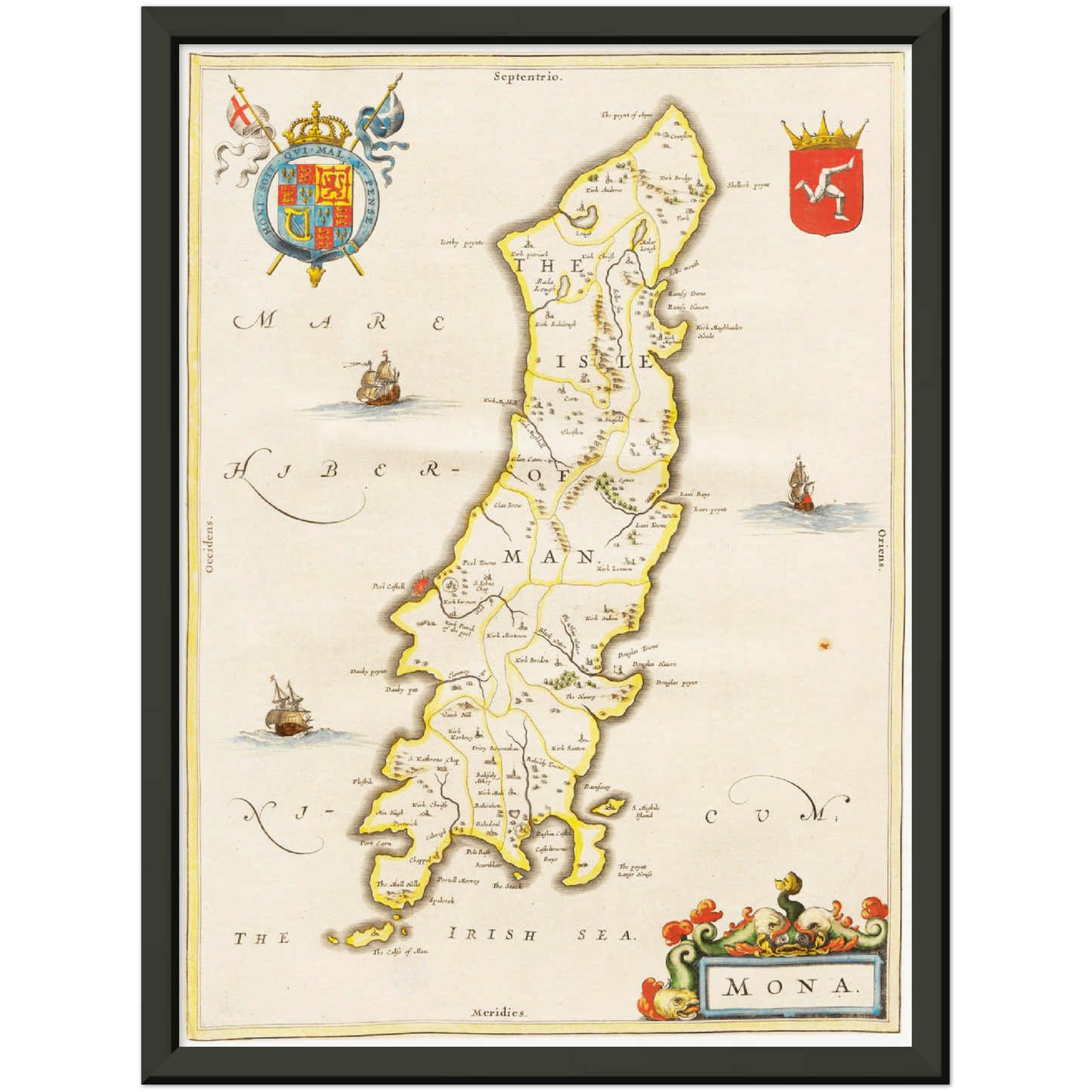 Historische Landkarte Isle of Man um 1635