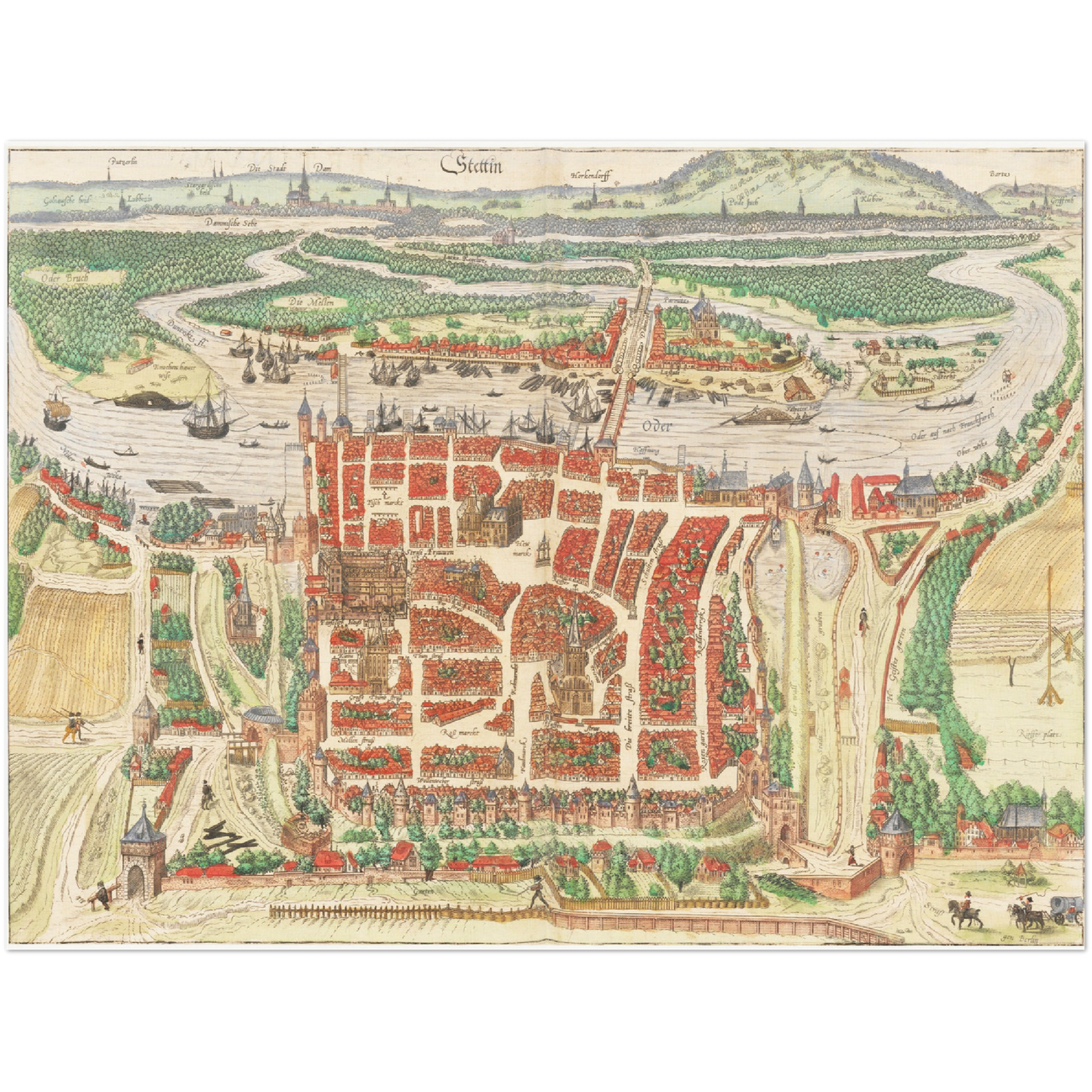 Historische Stadtansicht Stettin um 1592