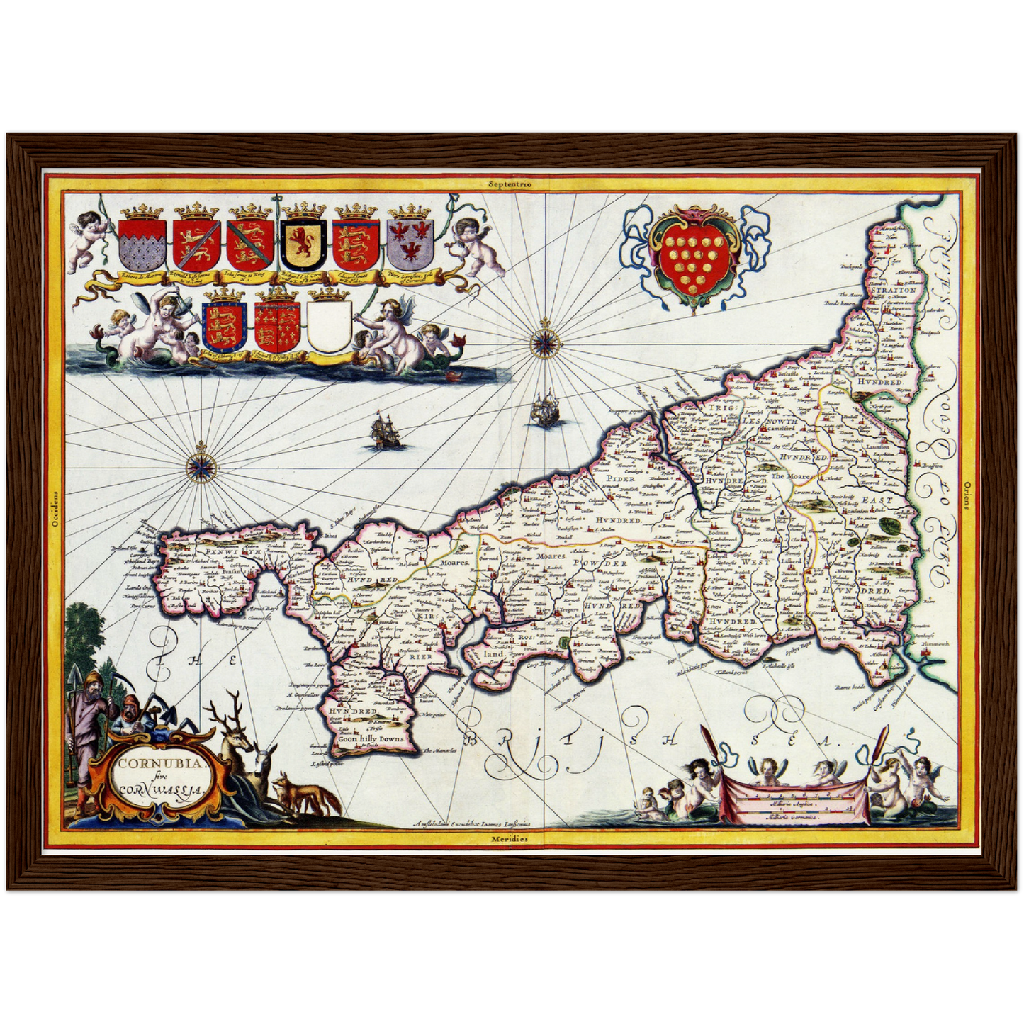 Historische Landkarte Cornwall um 1646