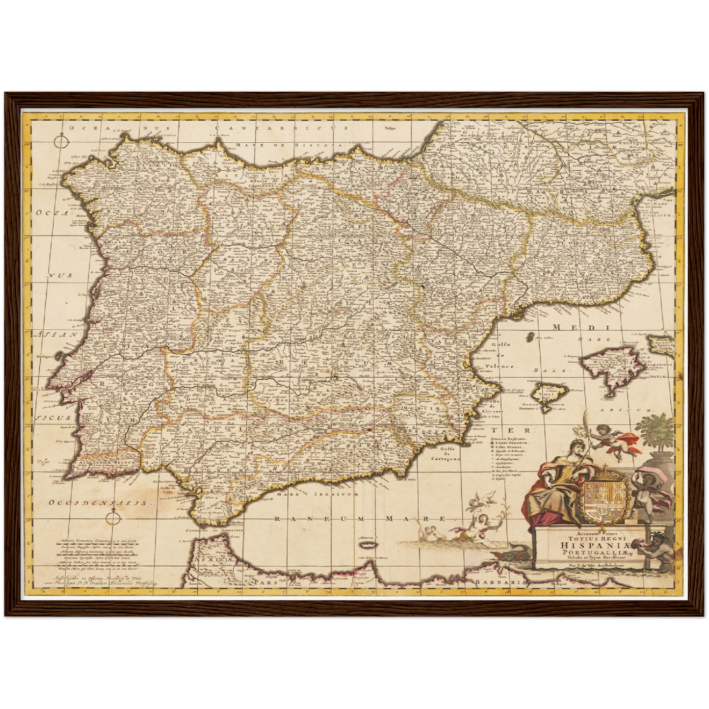 Historische Landkarte Spanien um 1698