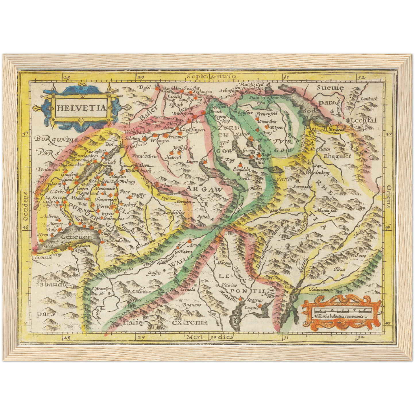 Historische Landkarte Schweiz um 1609