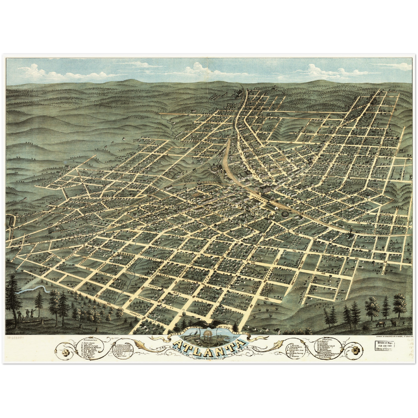 Historische Stadtansicht Atlanta um 1871