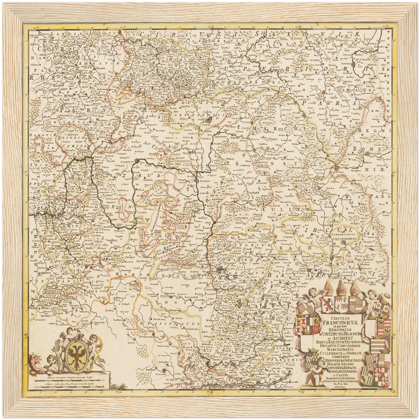 Historische Landkarte Franken um 1698