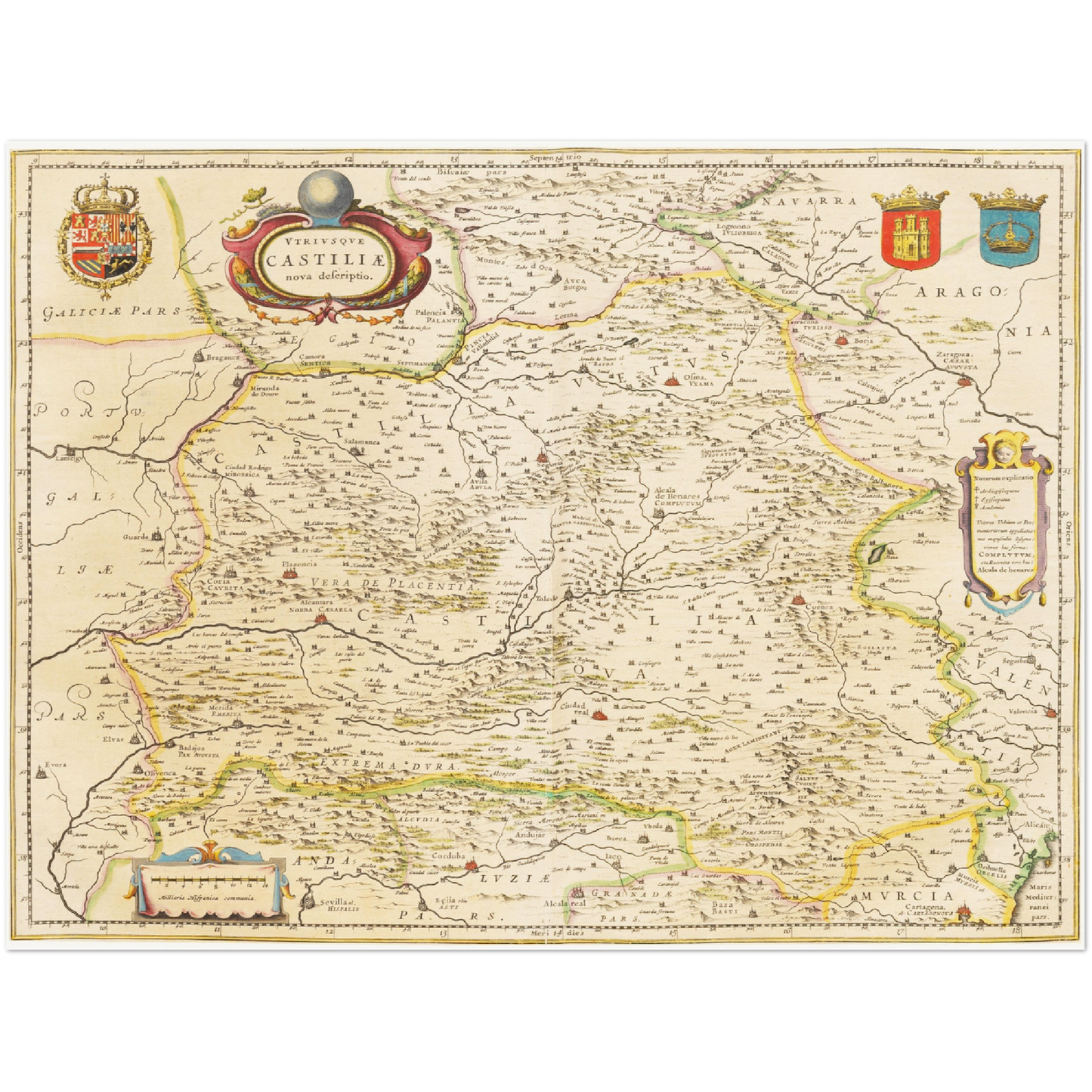 Historische Landkarte Kastilien und León um 1635