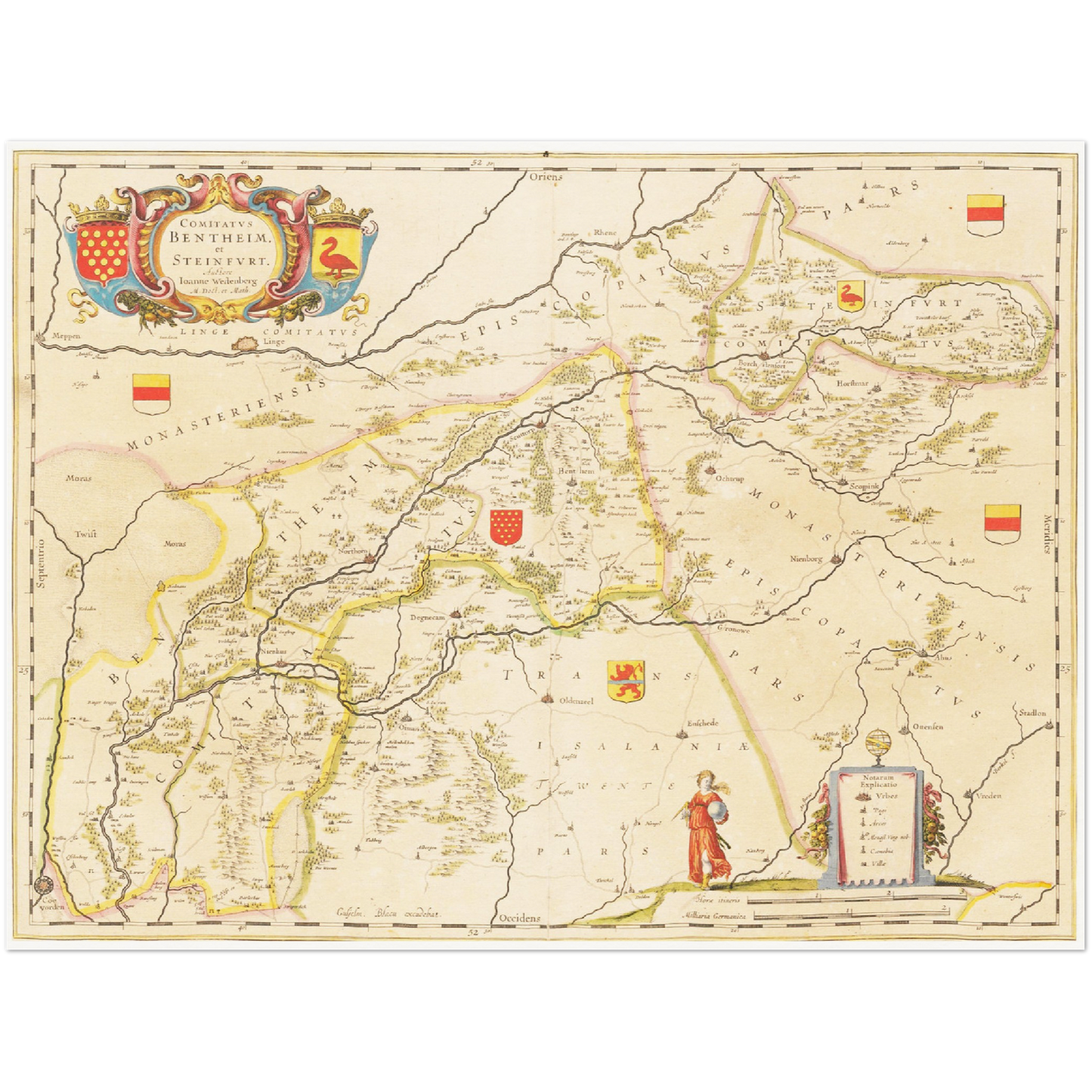 Historische Landkarte Grafschaft Bentheim um 1635