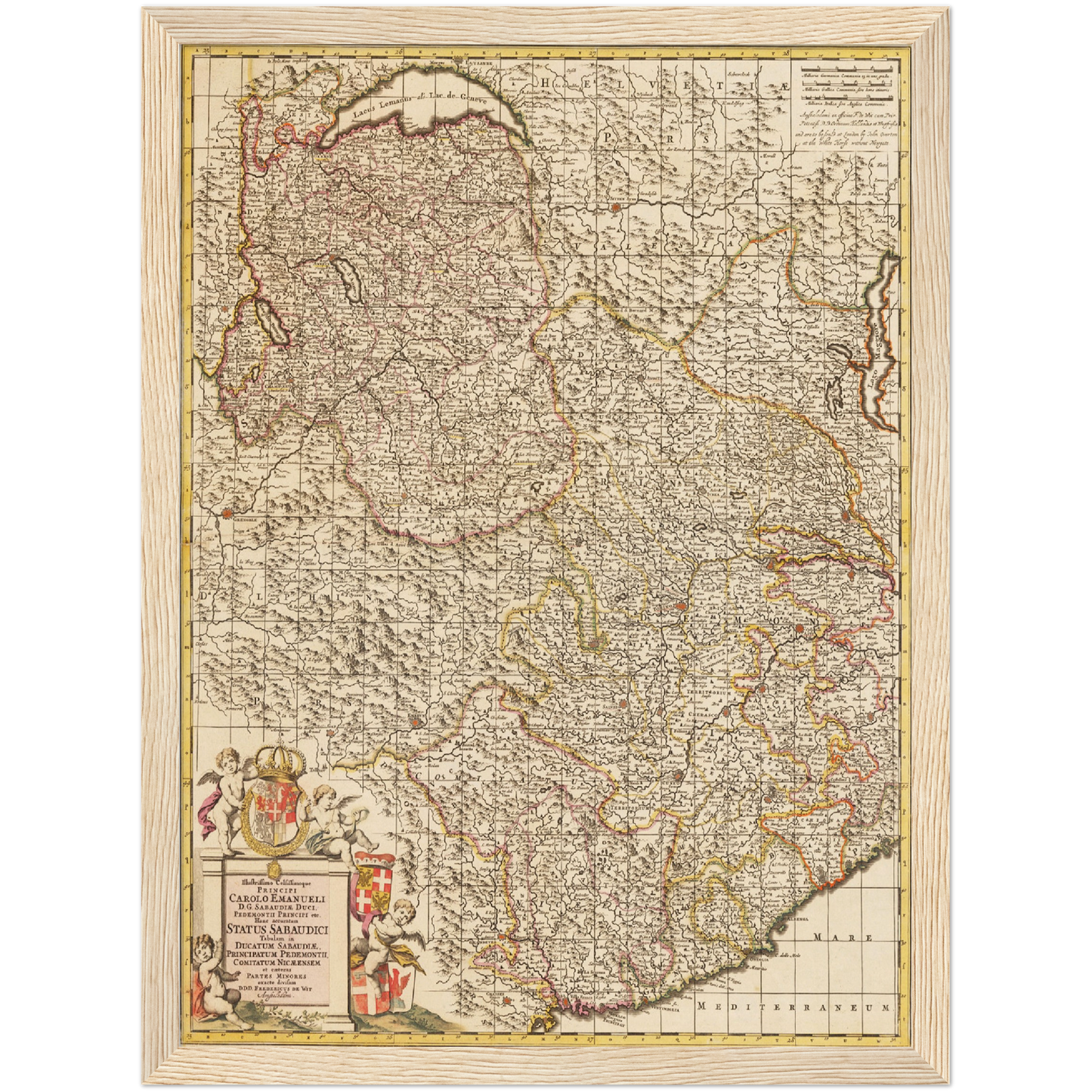 Historische Landkarte Piemont um 1698