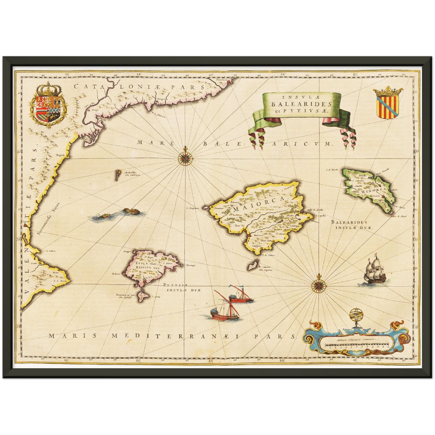 Historische Landkarte Balearische Inseln um 1635