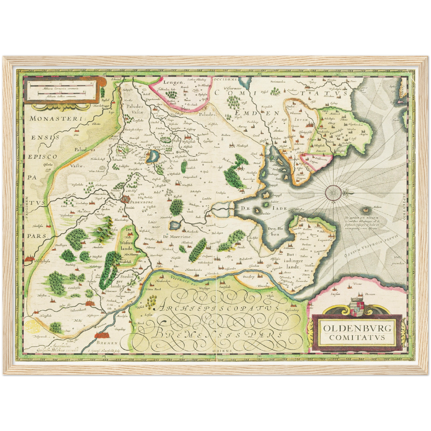 Historische Landkarte Oldenburg um 1645