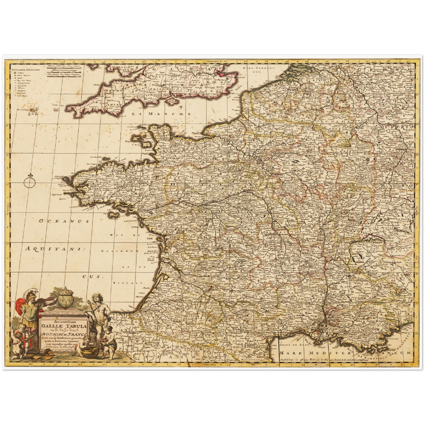 Historische Landkarte Frankreich um 1698
