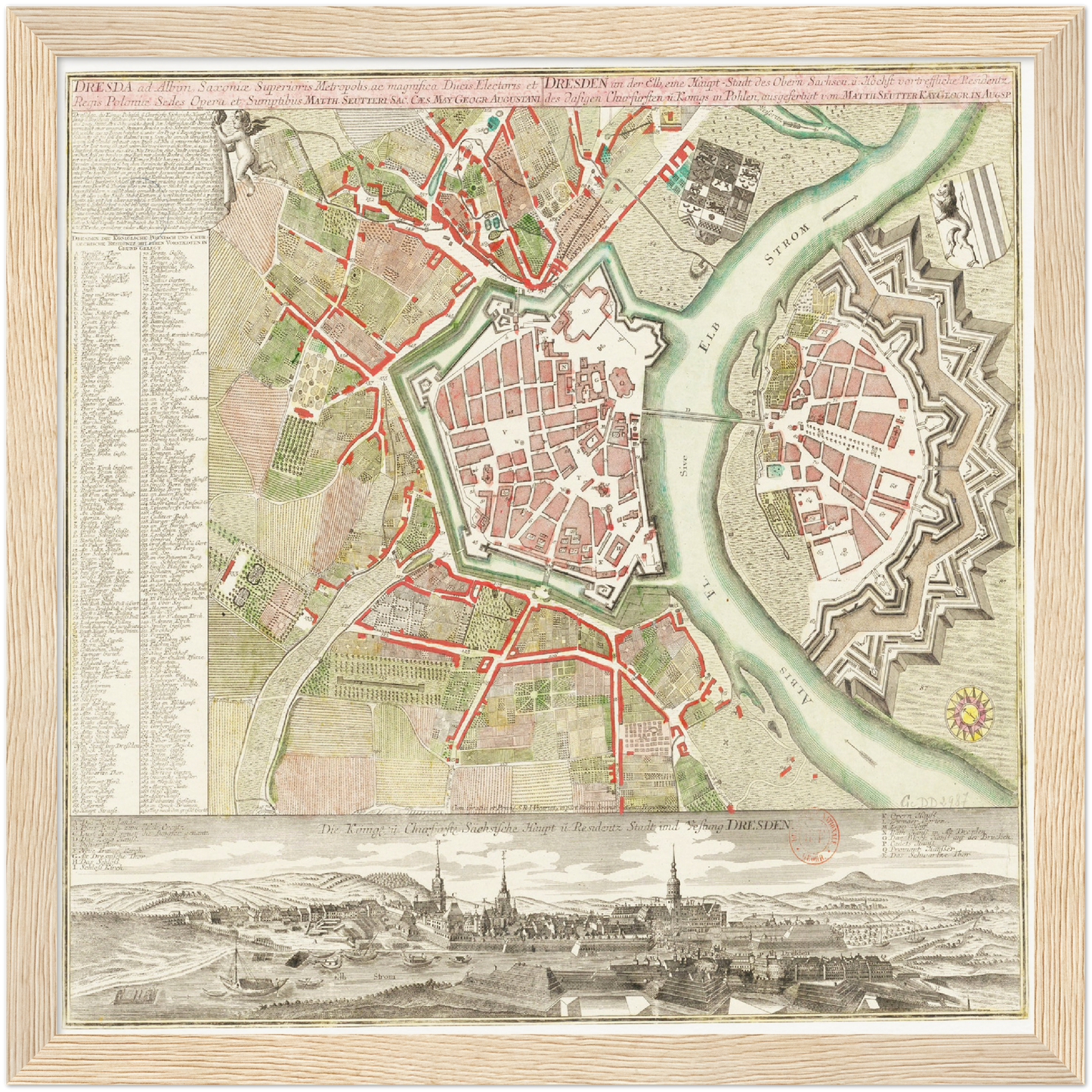 Historischer Stadtplan Dresden um 1750
