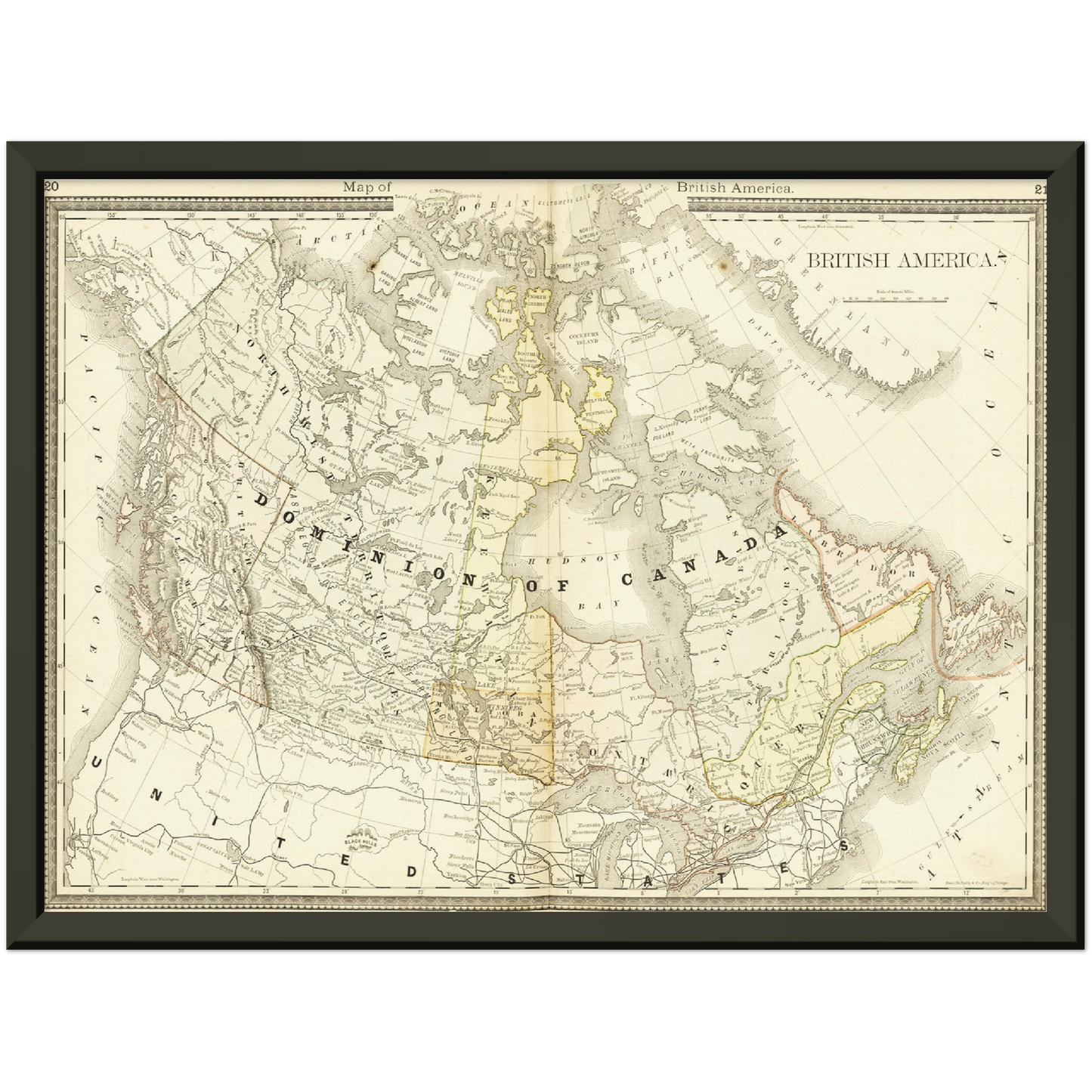 Historische Landkarte Kanada um 1882