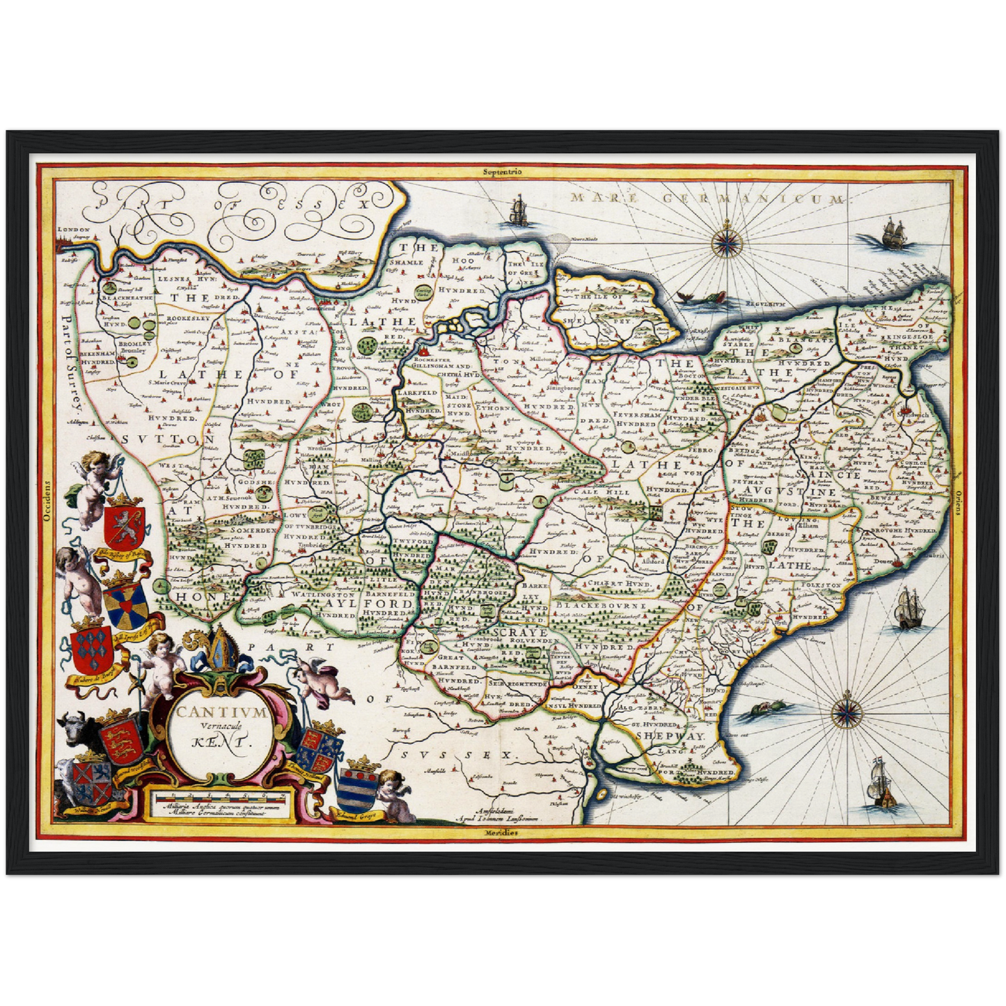 Historische Landkarte Kent um 1646