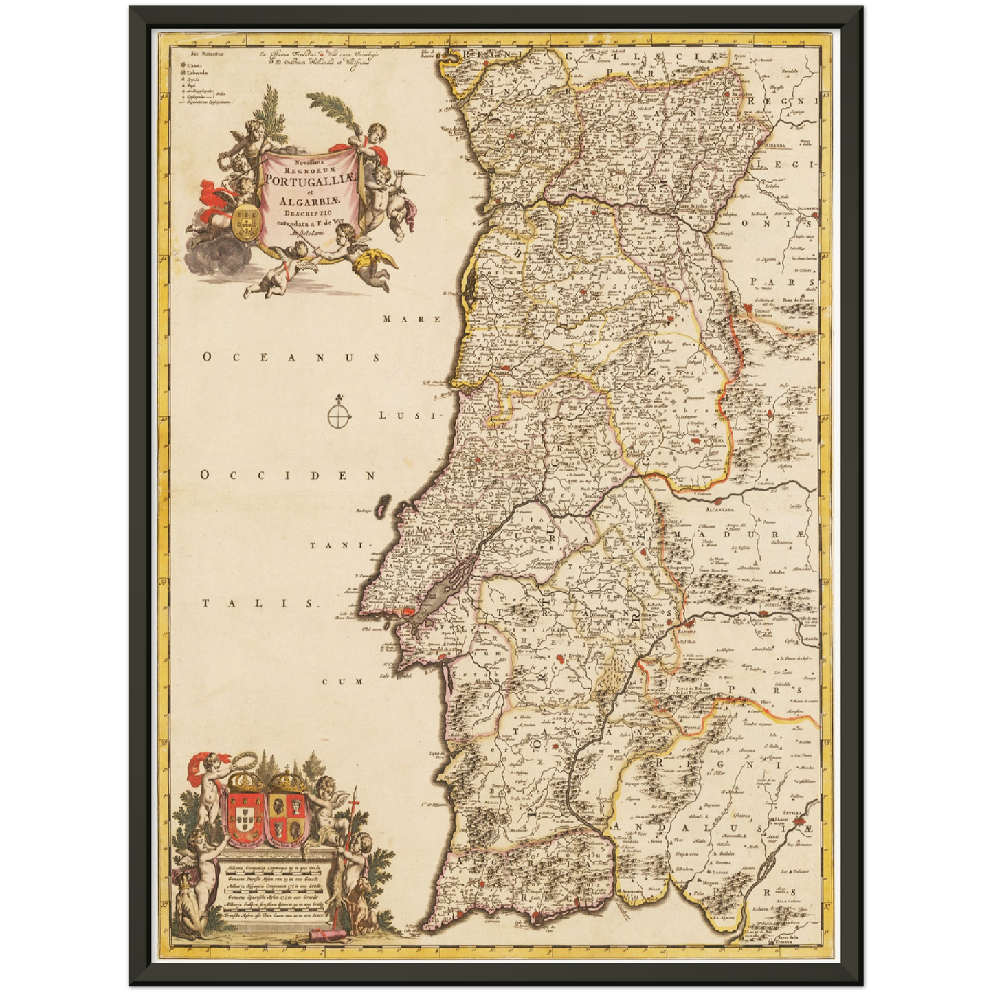Historische Landkarte Portugal um 1698