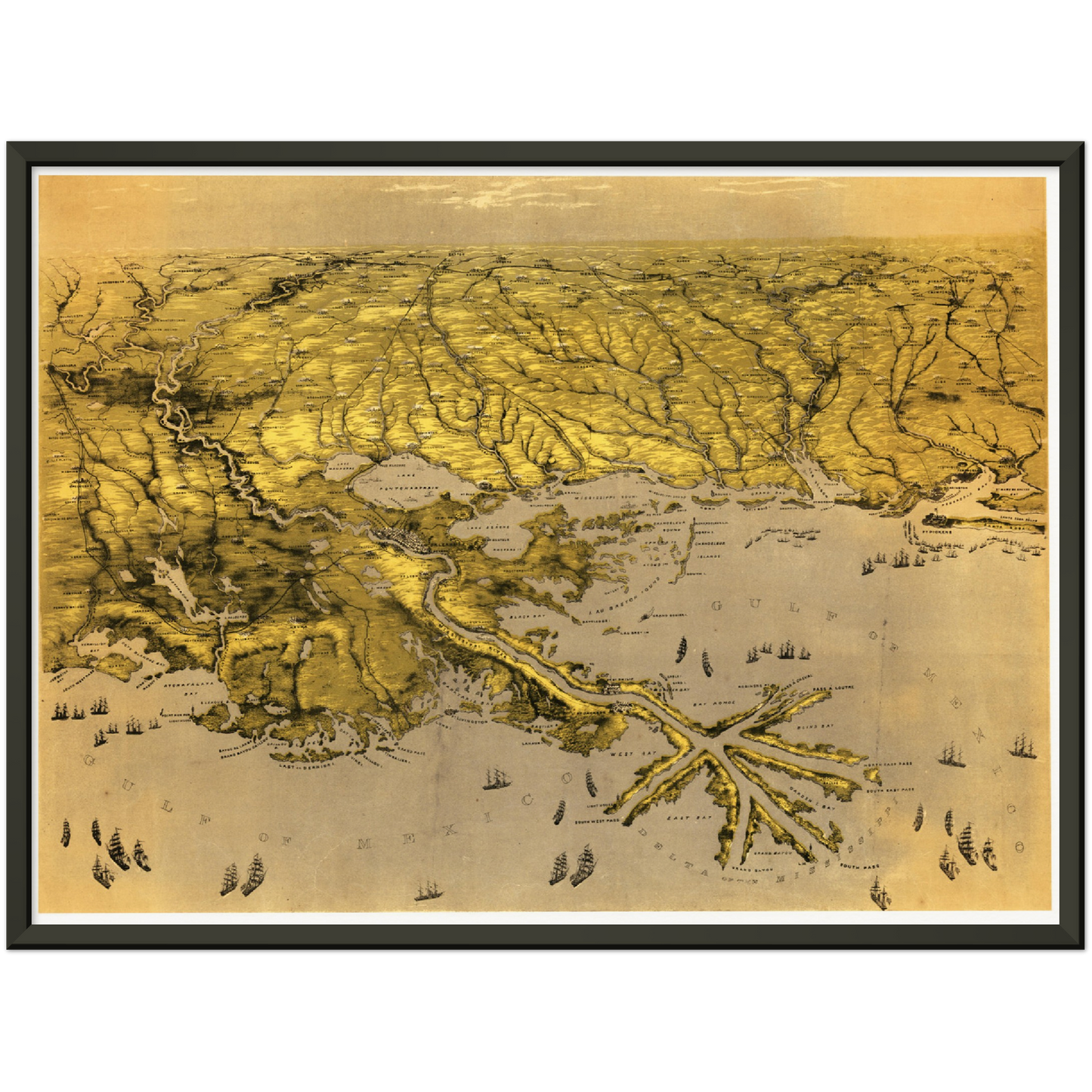 Historische Stadtansicht New Orleans um 1861