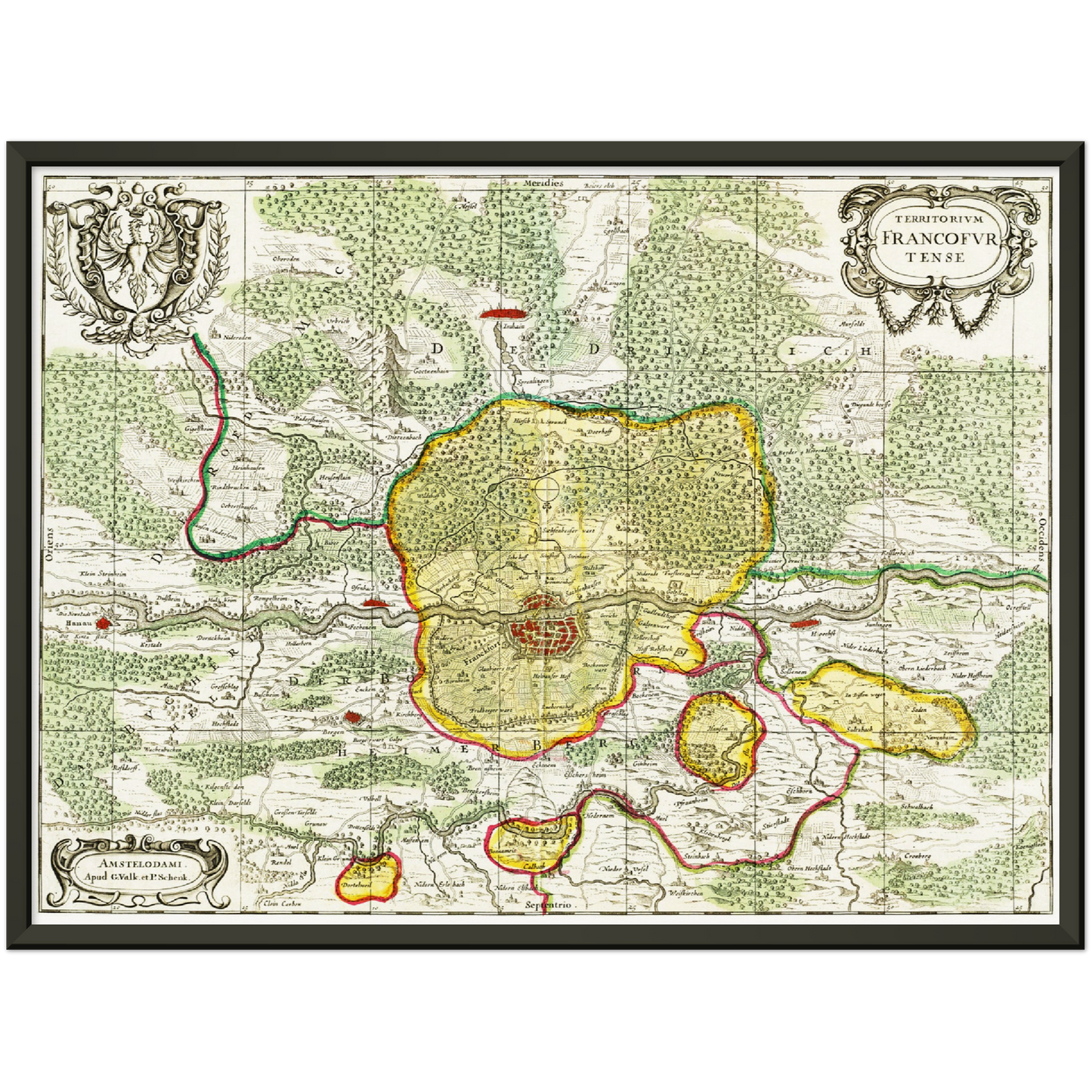 Historische Landkarte Frankfurt um 1700