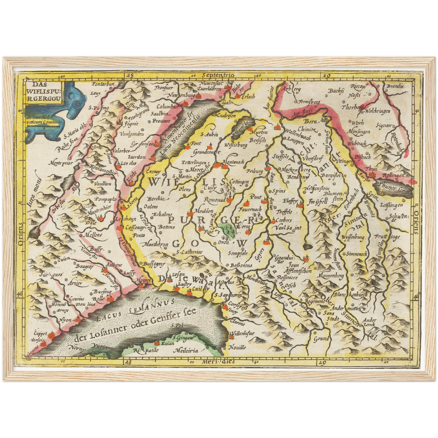 Historische Landkarte Wiflisburgergau um 1609