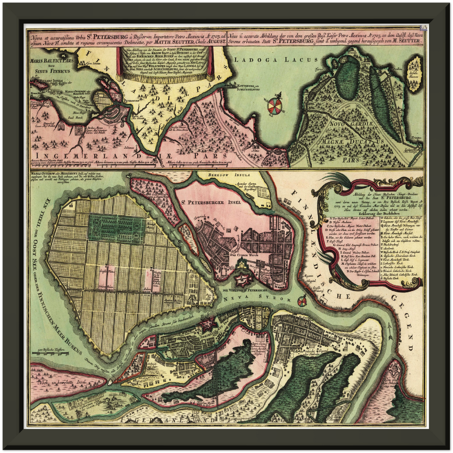 Historischer Stadtplan St. Petersburg um 1734