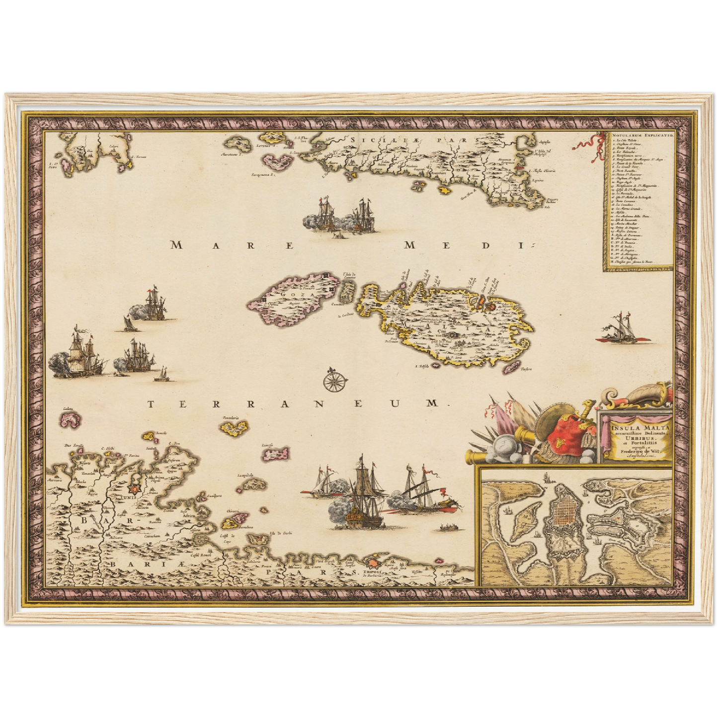 Historische Landkarte Malta um 1698