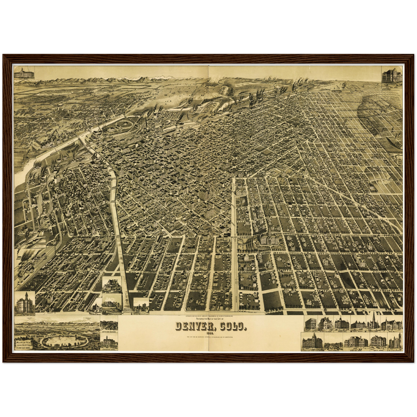 Historische Stadtansicht Denver um 1889