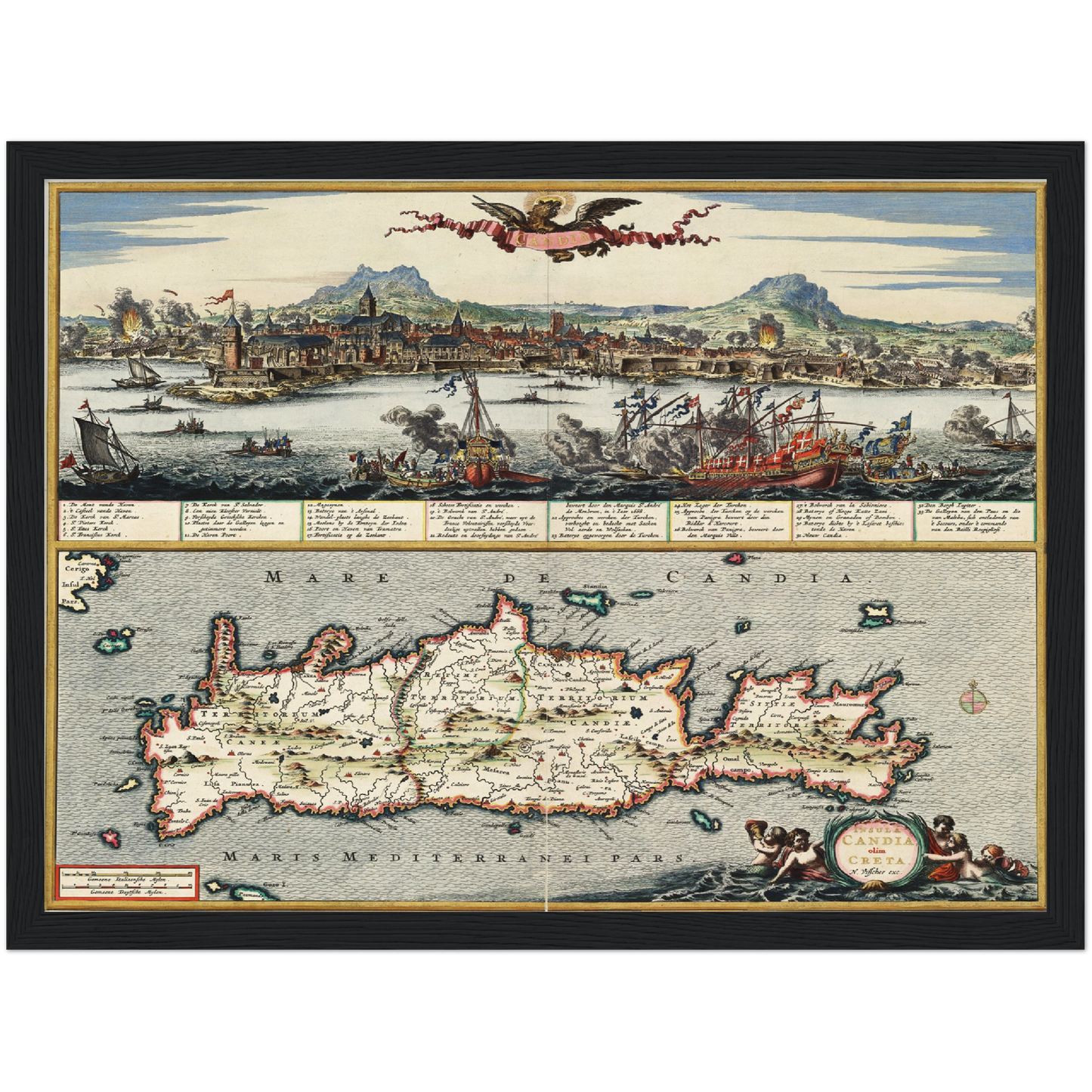 Historische Landkarte Kreta um 1668