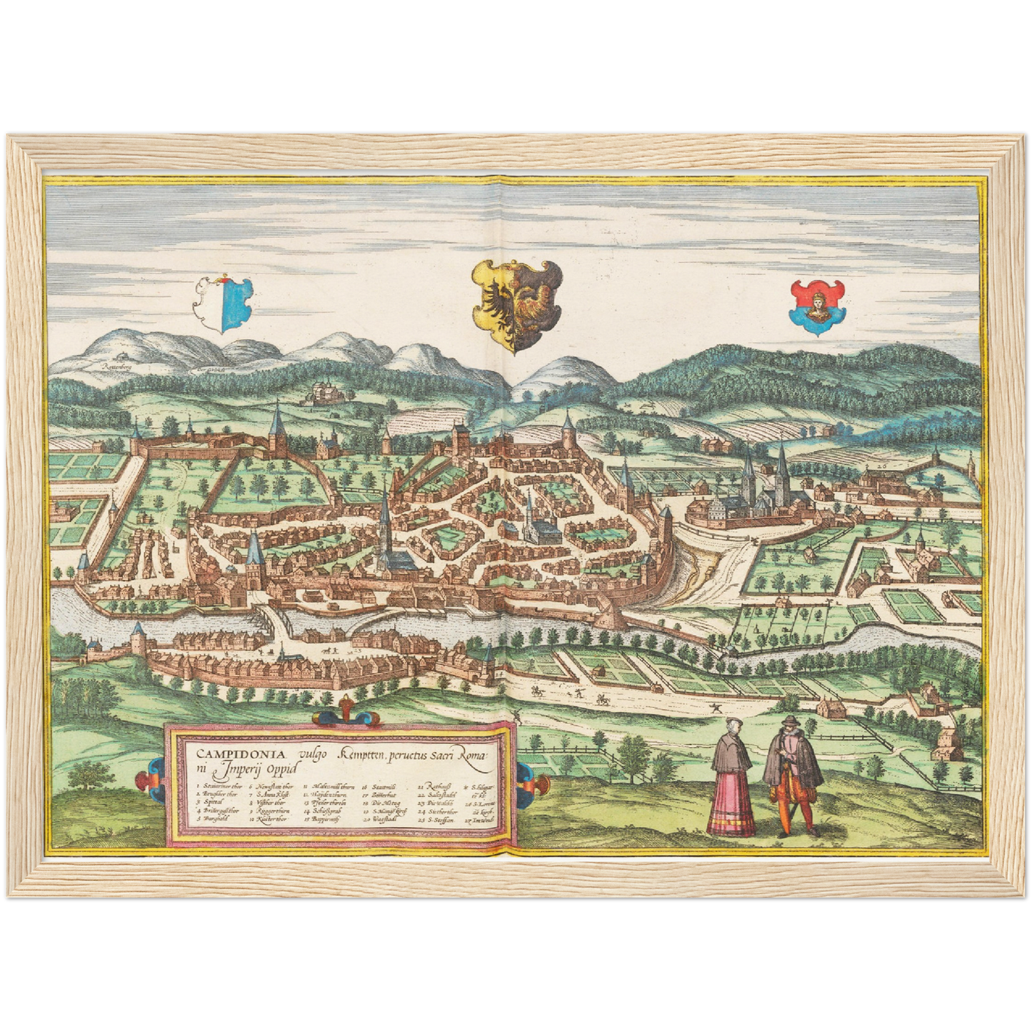 Historische Stadtansicht Kempten um 1575