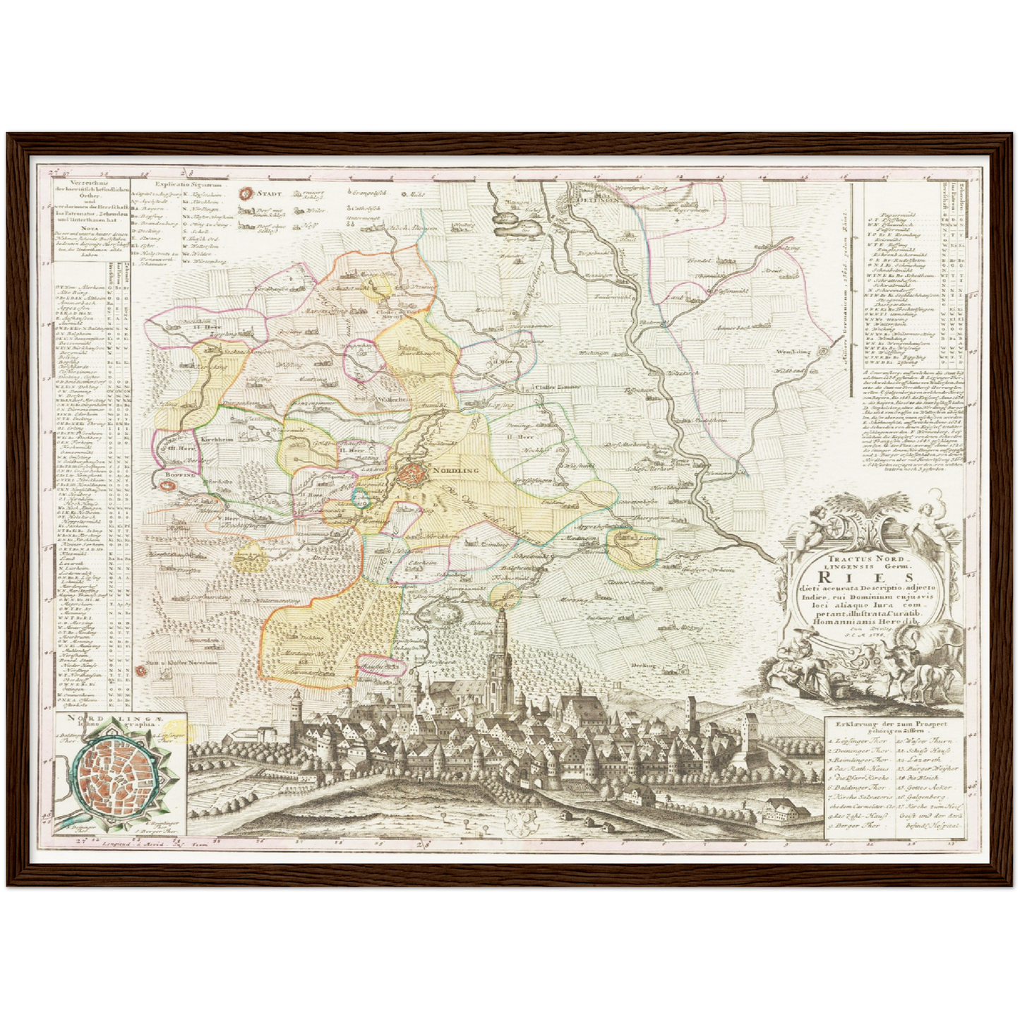 Historische Landkarte Nördlingen um 1738