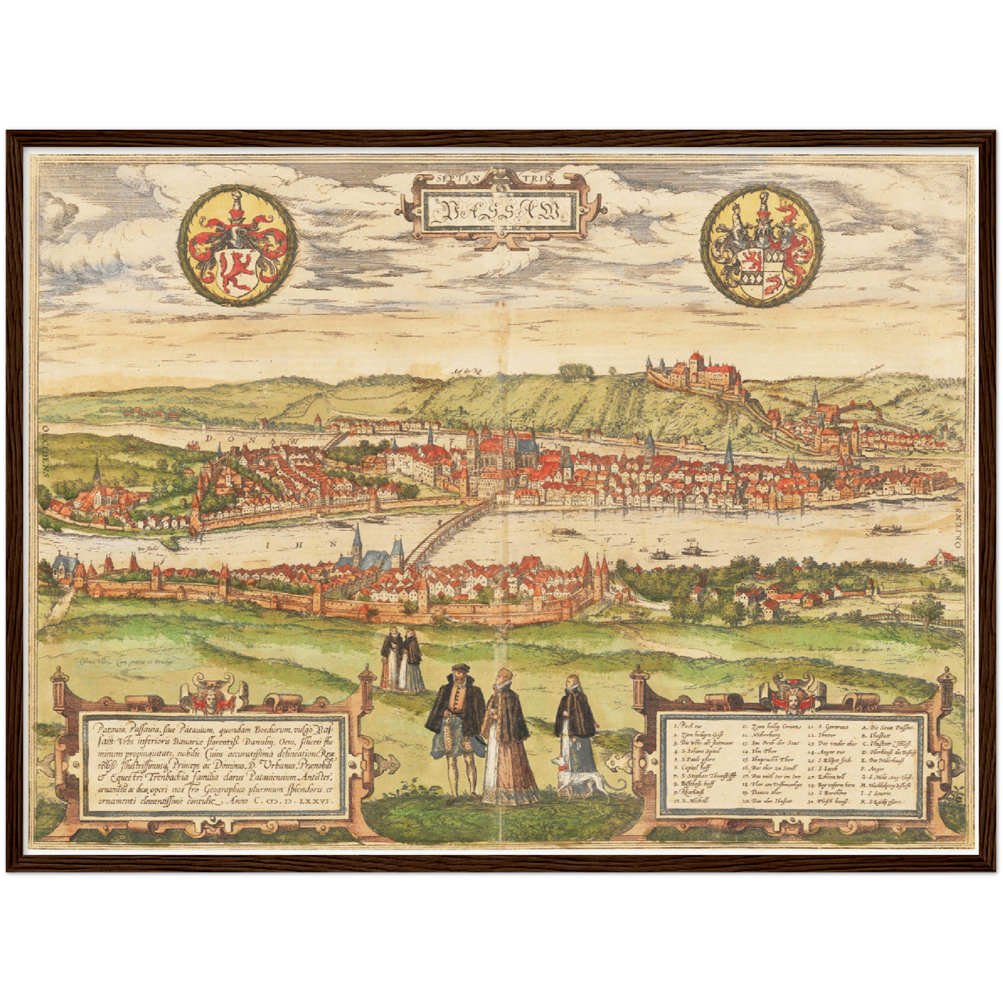 Historische Stadtansicht Passau um 1582