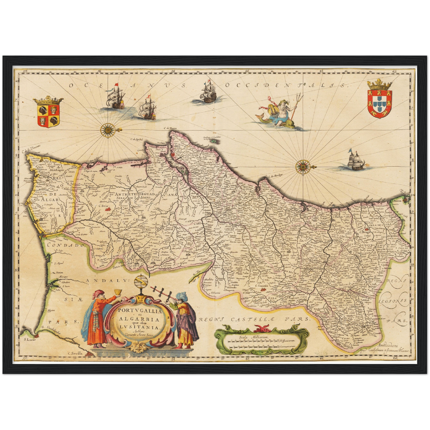 Historische Landkarte Portugal um 1635
