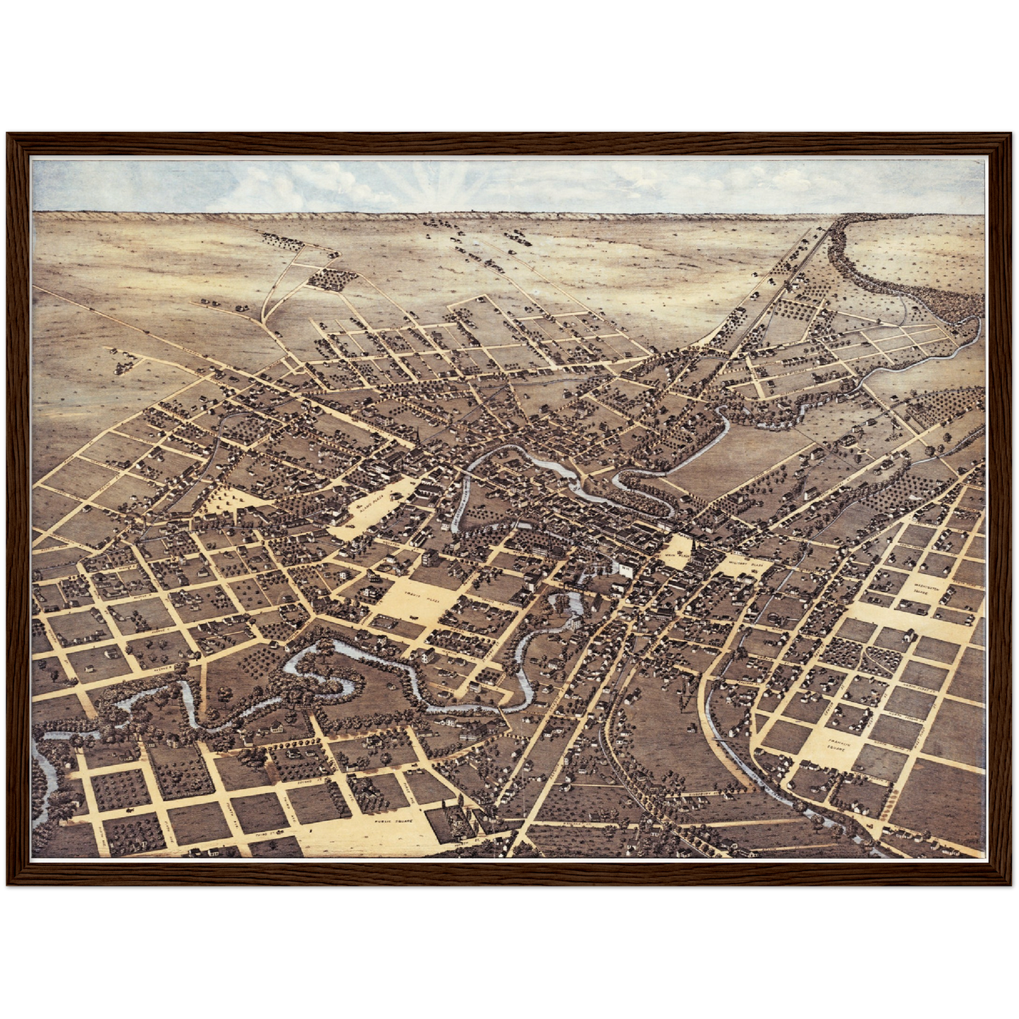 Historische Stadtansicht San Antonio um 1873