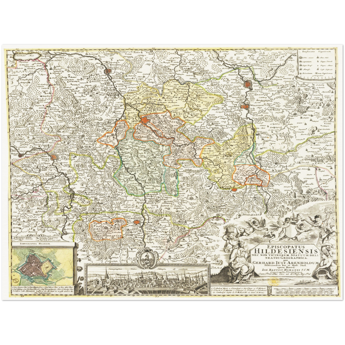 Historische Landkarte Hildesheim um 1730