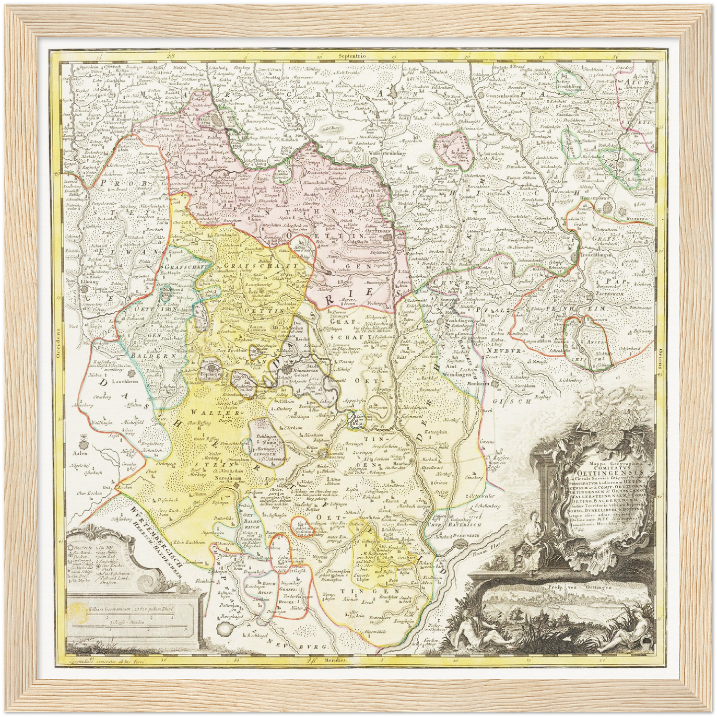 Historische Landkarte Oettingen um 1744