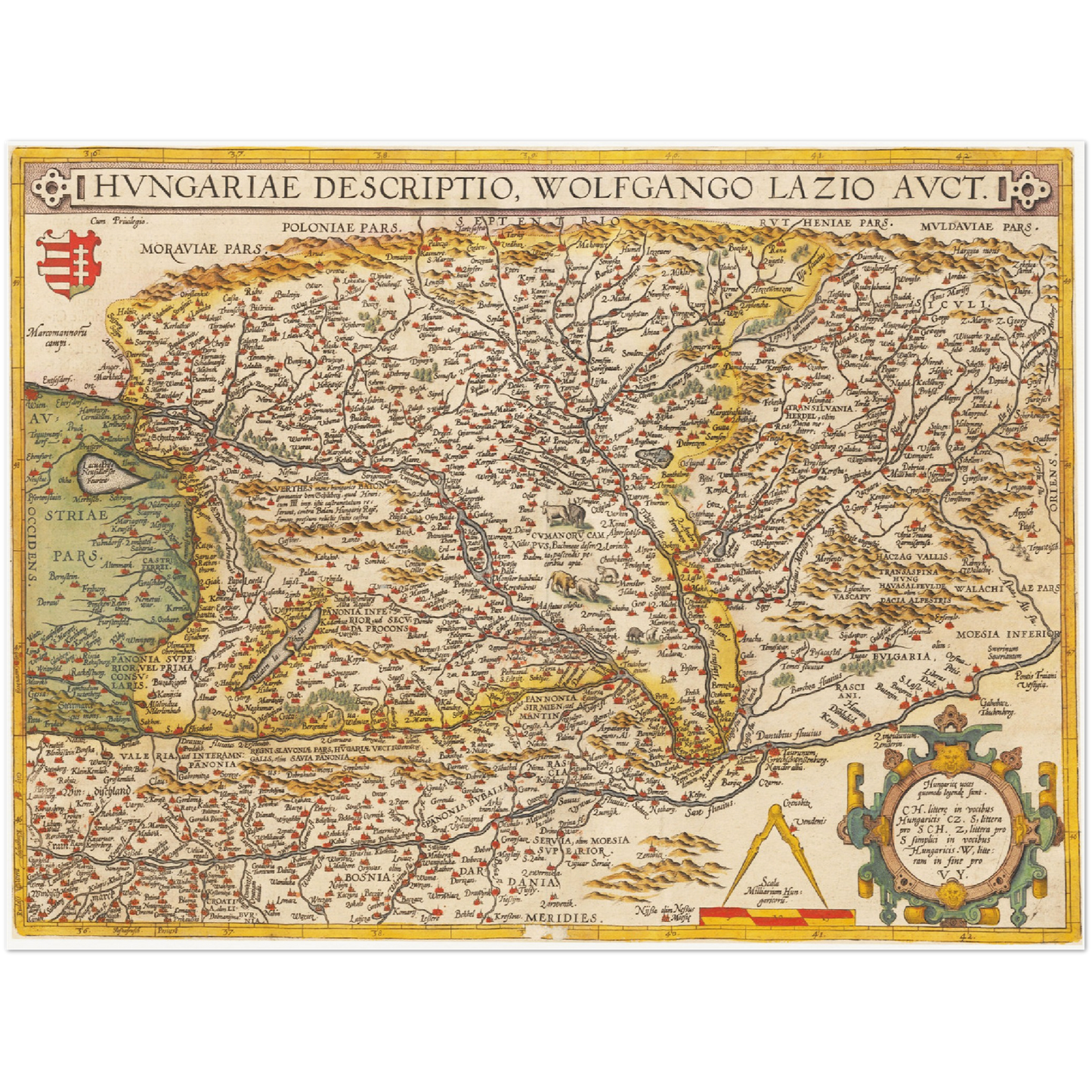 Historische Landkarte Ungarn um 1609